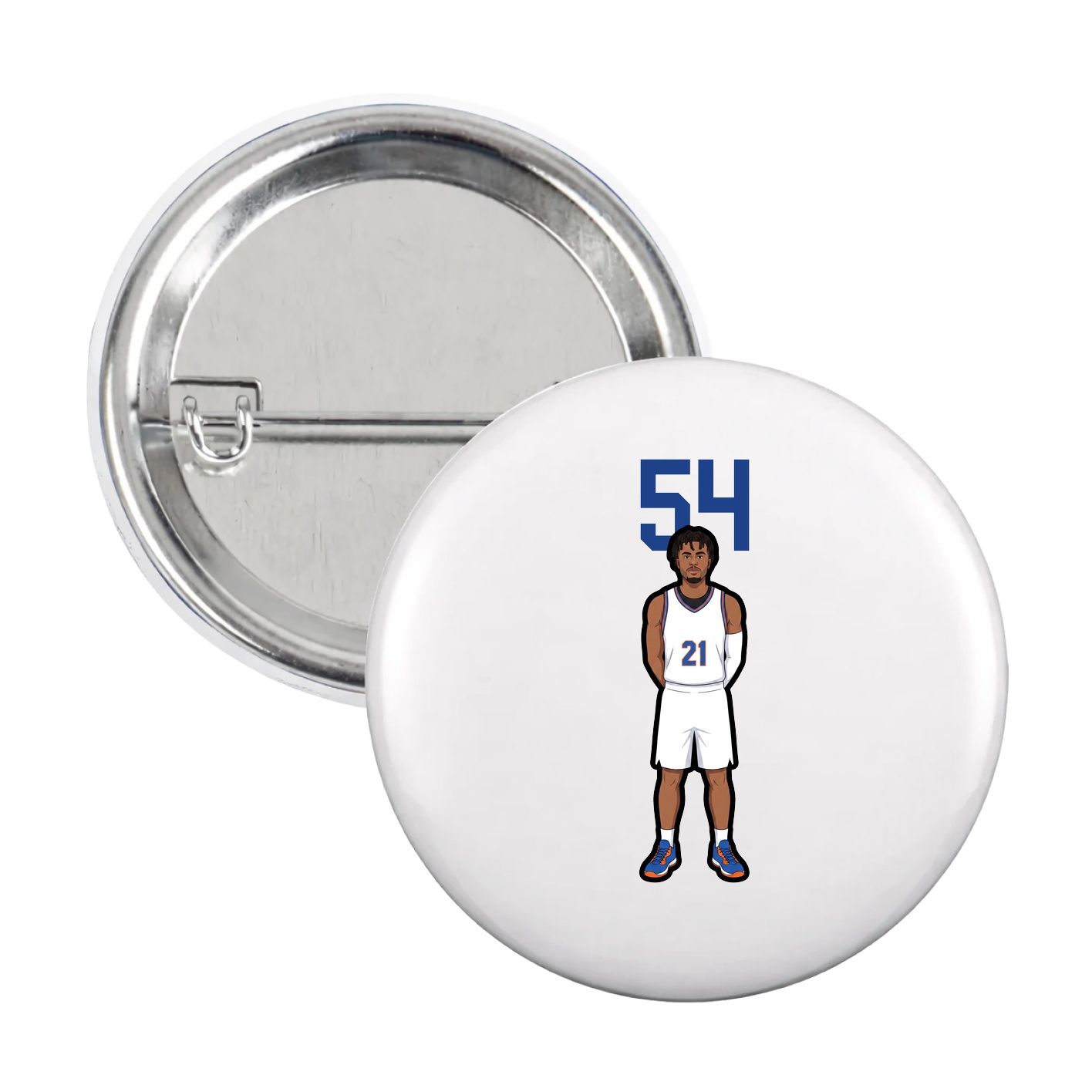 Game Day Button — Number Top in White