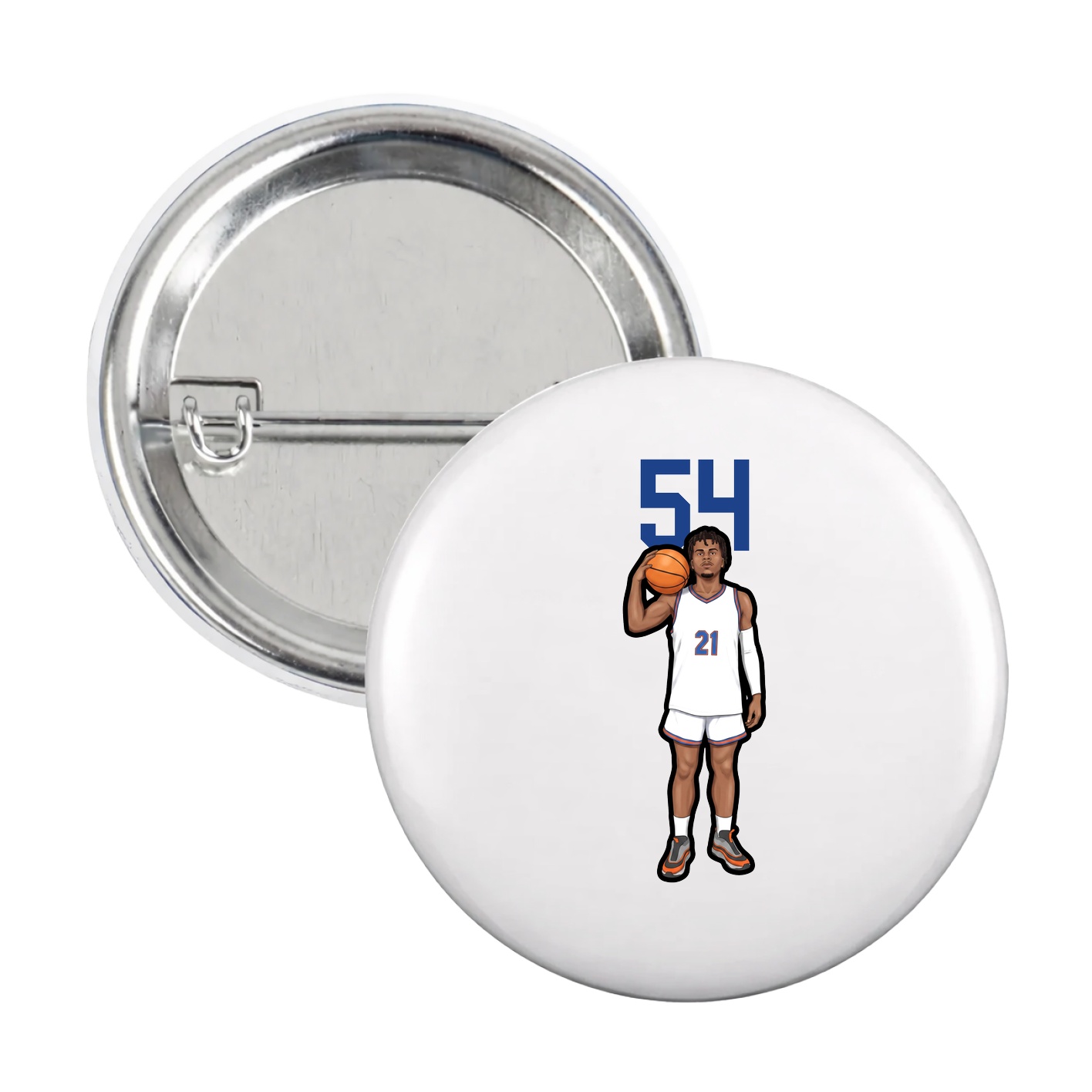 Game Day Button — Number Top in White