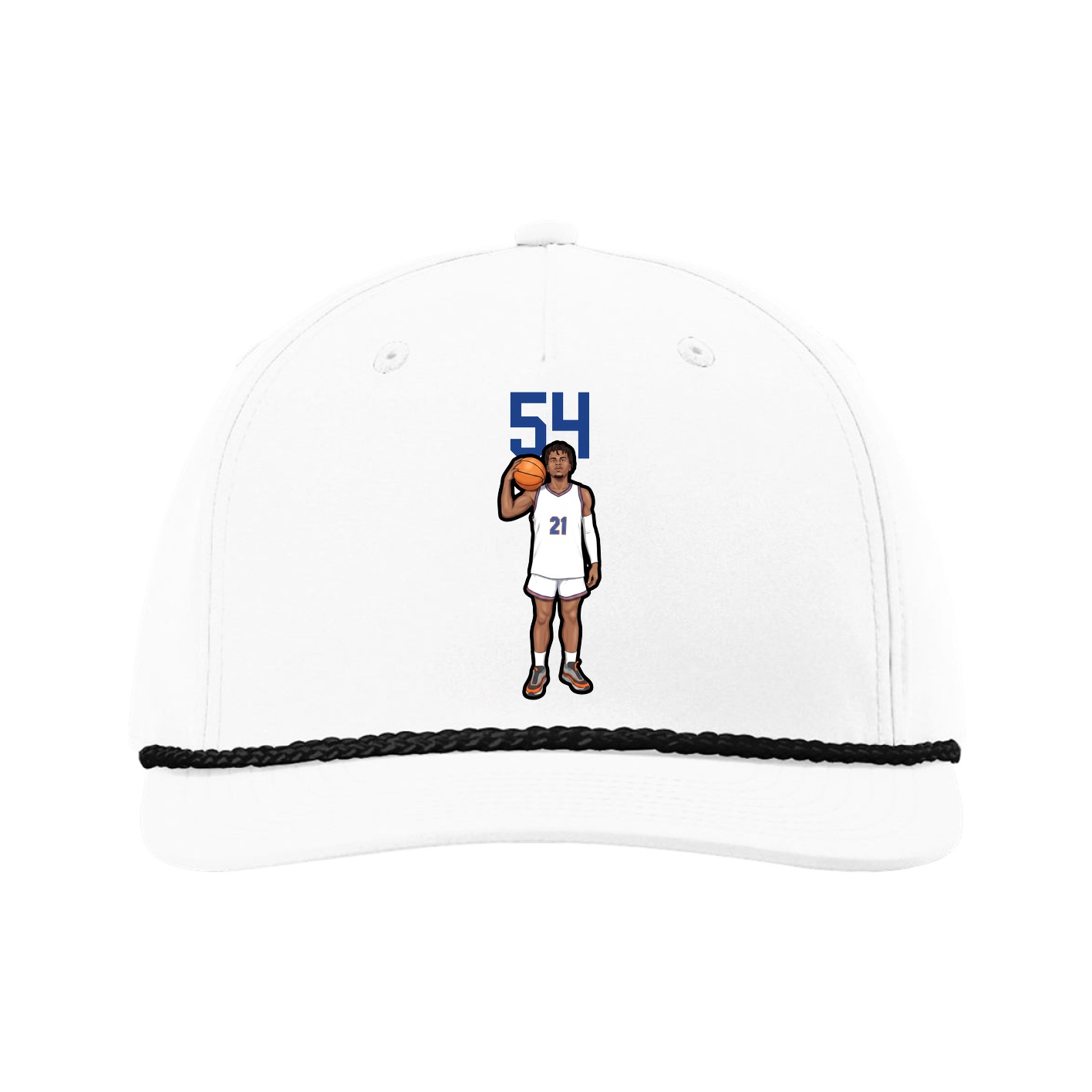 Five-Panel Classic Rope Cap — Number Top in White