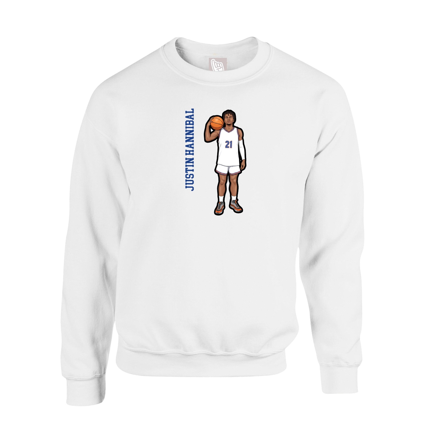 Fleece Crew — Name Vertical in White