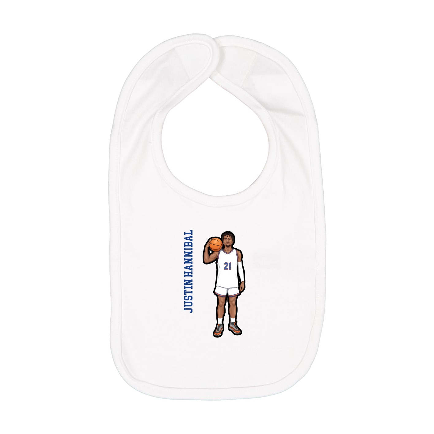Infant Bib — Name Vertical in White