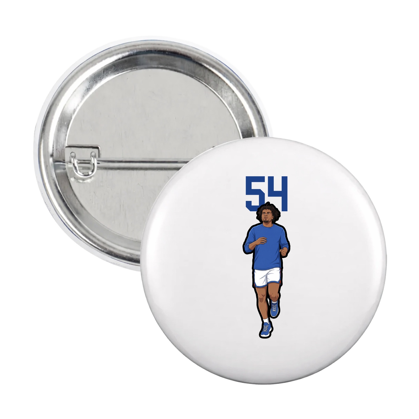 Game Day Button — Number Top in White