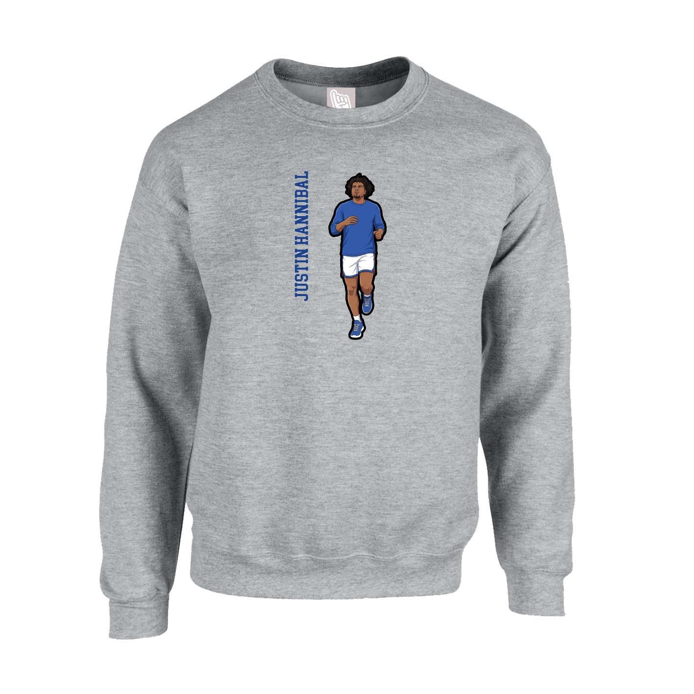 Fleece Crew — Name Vertical in Grey