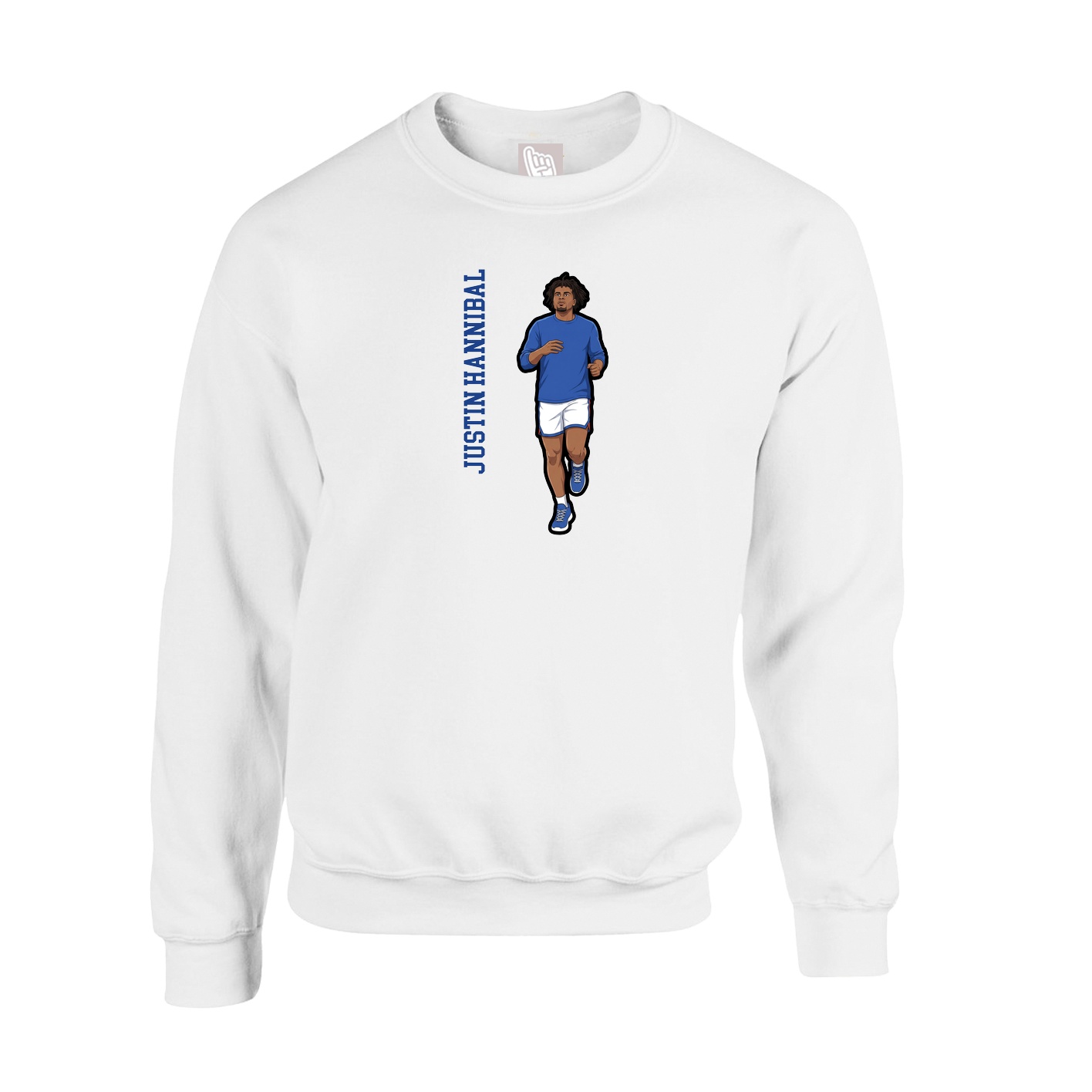 Fleece Crew — Name Vertical in White