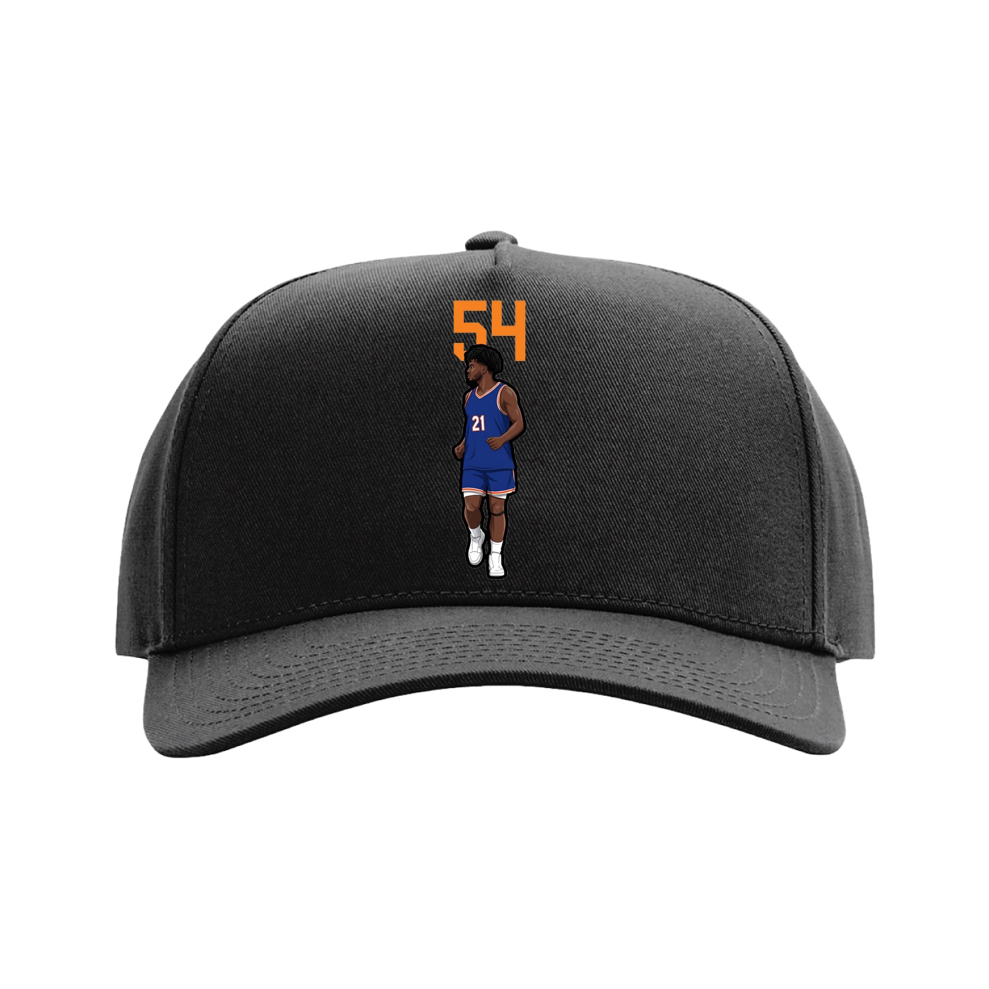 Full Fabric Five-Panel Champ Cap — Number Top in Black
