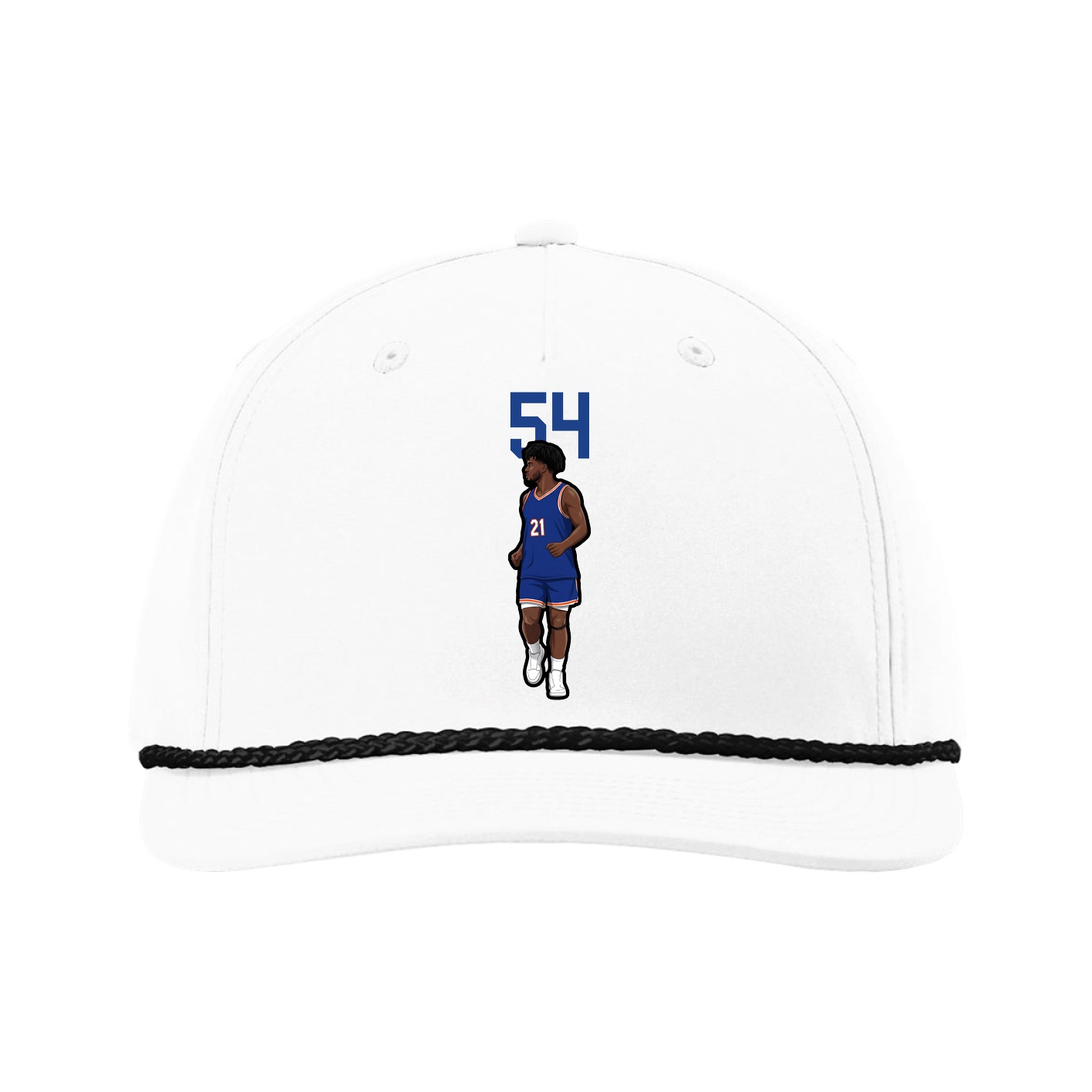 Five-Panel Classic Rope Cap — Number Top in White