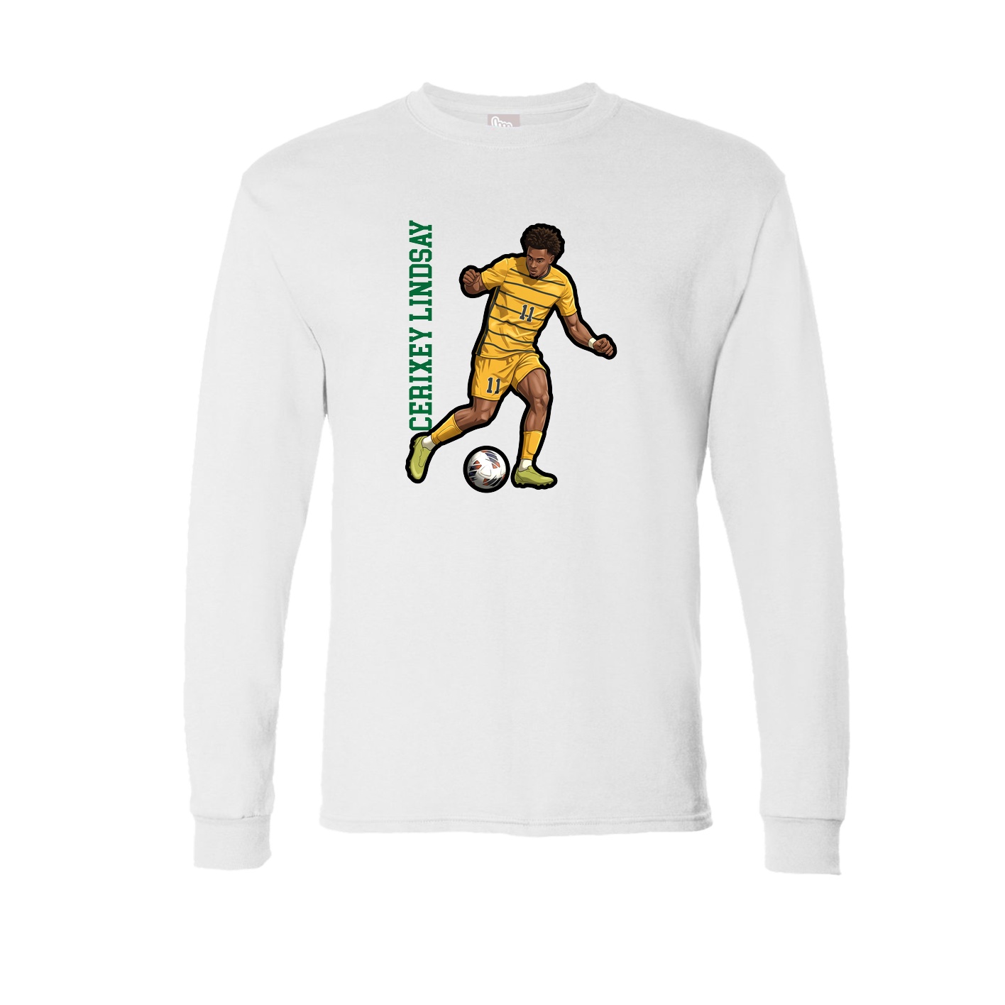 Long Sleeve Tee — Name Vertical in White