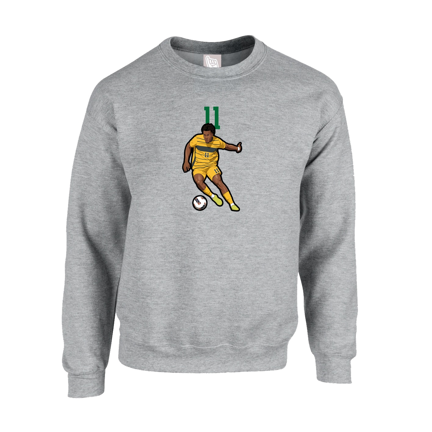 Fleece Crew — Number Top in Grey