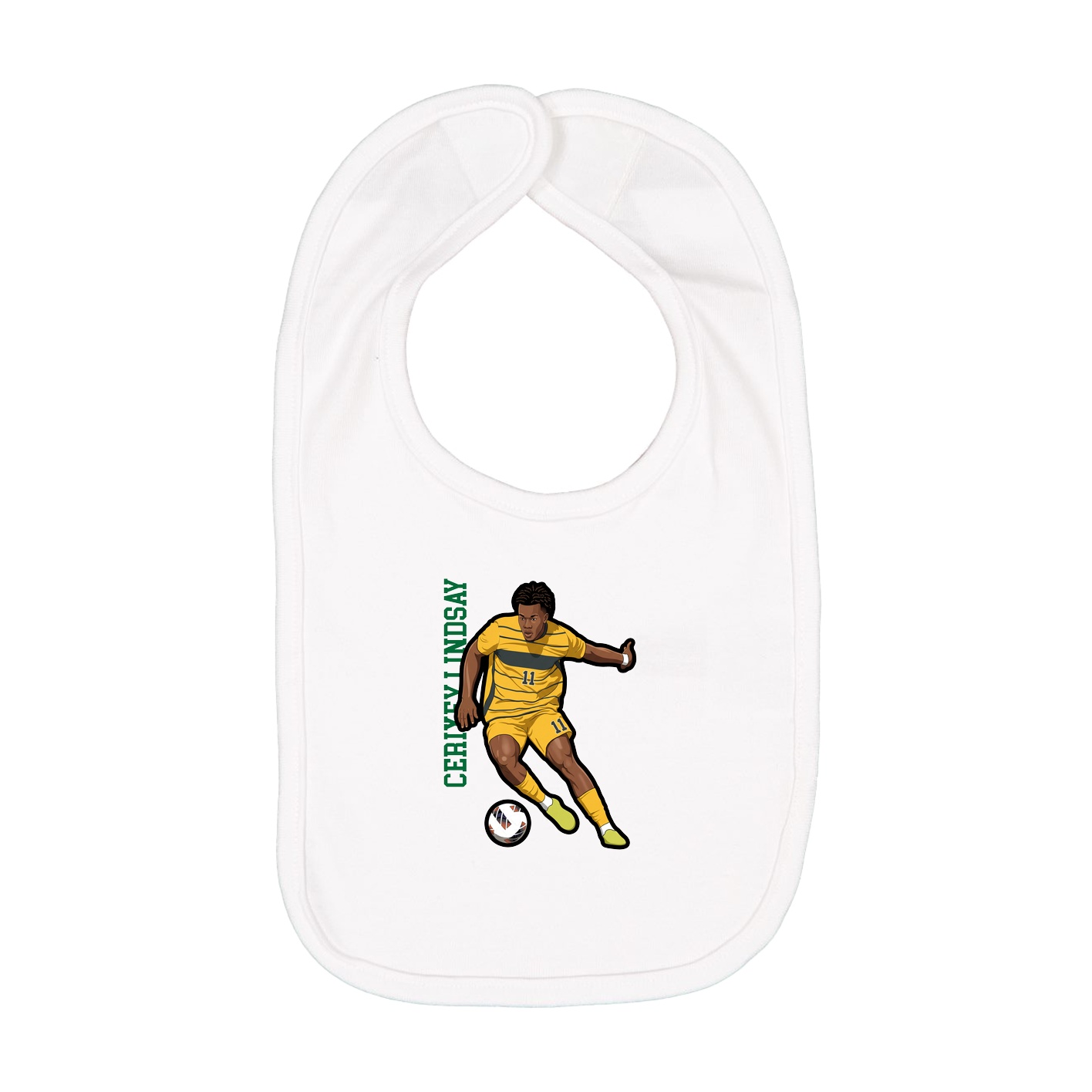 Infant Bib — Name Vertical in White