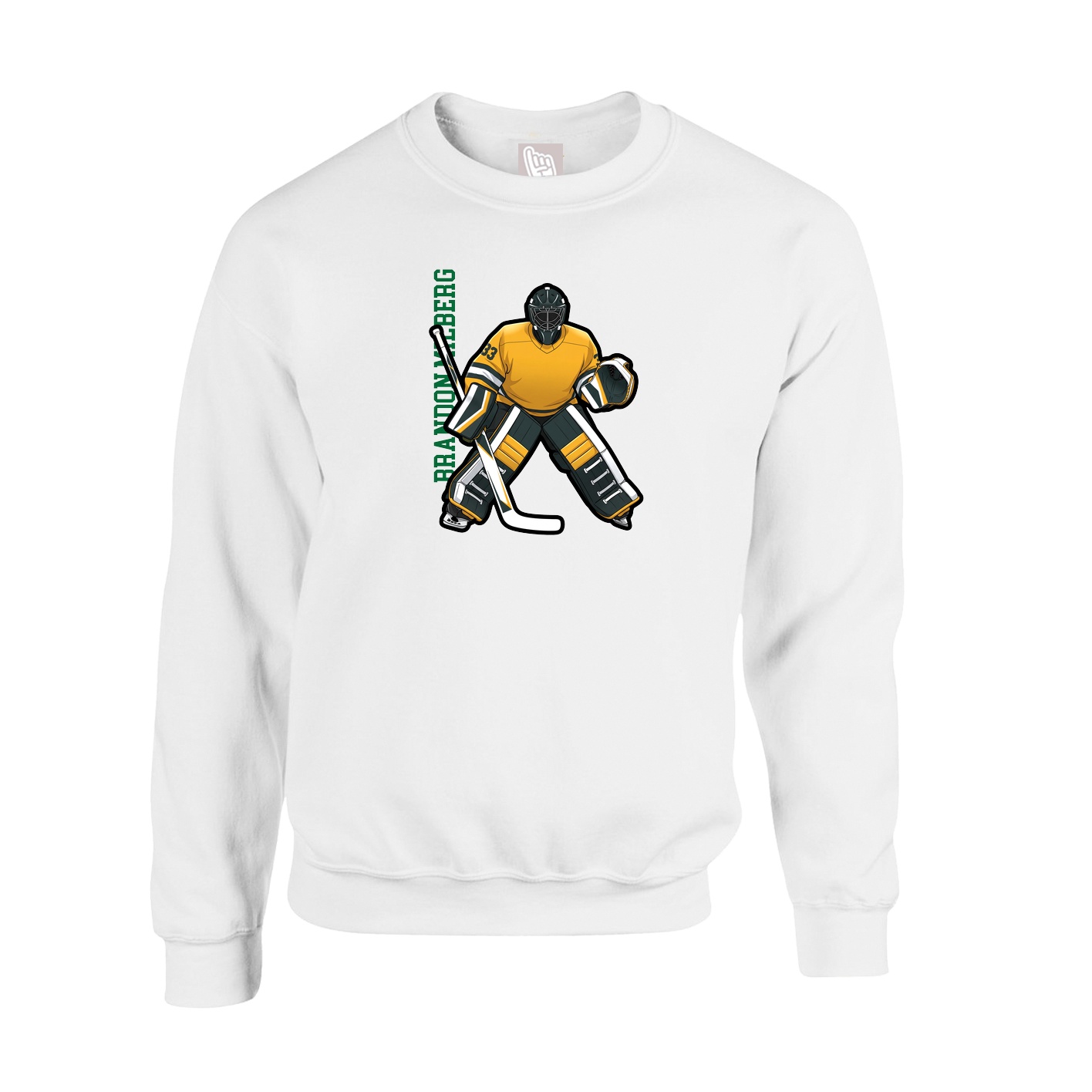 Fleece Crew — Name Vertical in White