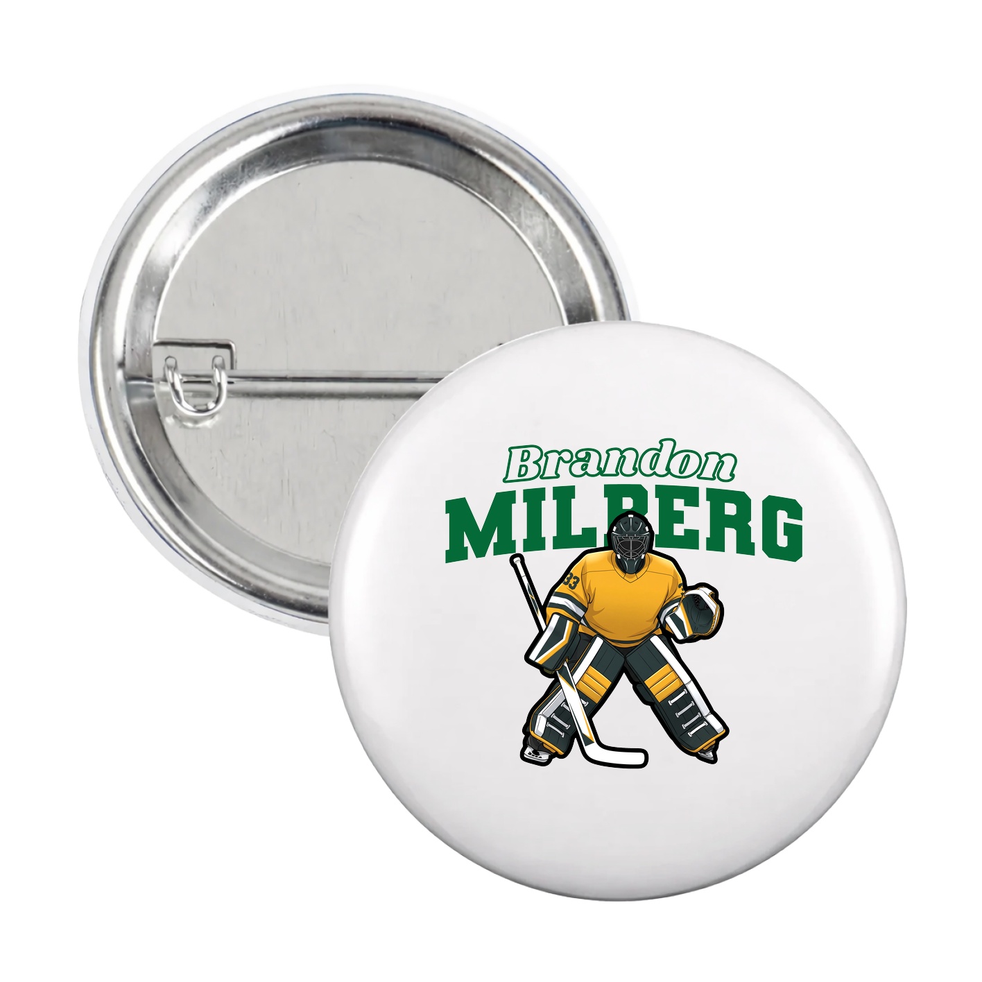 Game Day Button — Name Arch in White