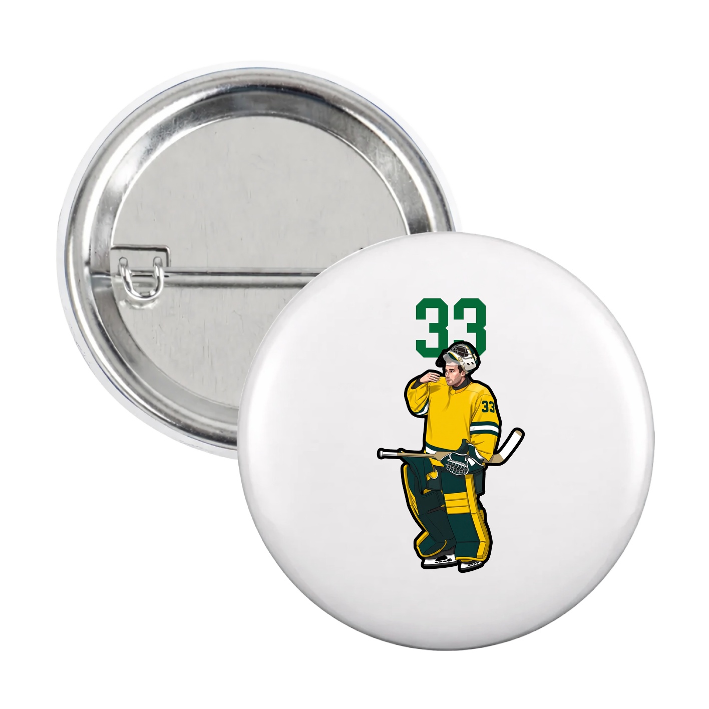 Game Day Button — Number Top in White