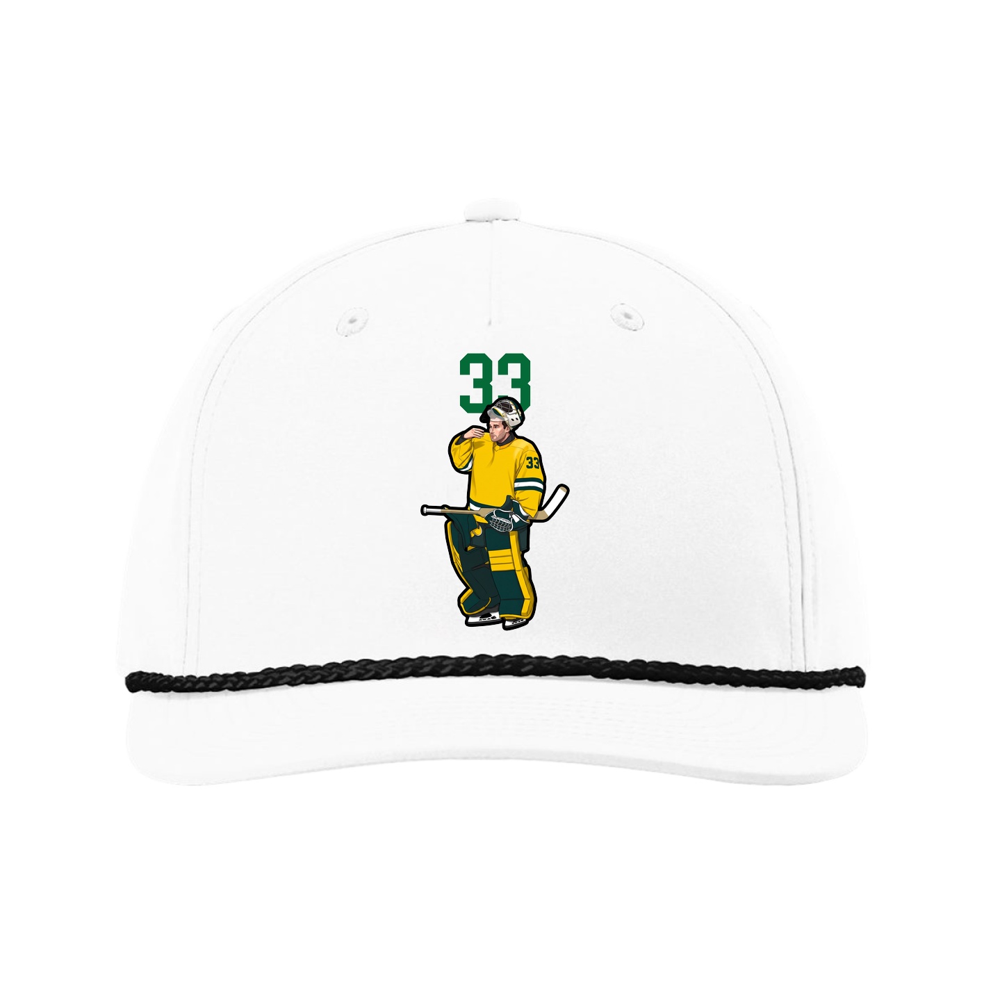 Five-Panel Classic Rope Cap — Number Top in White