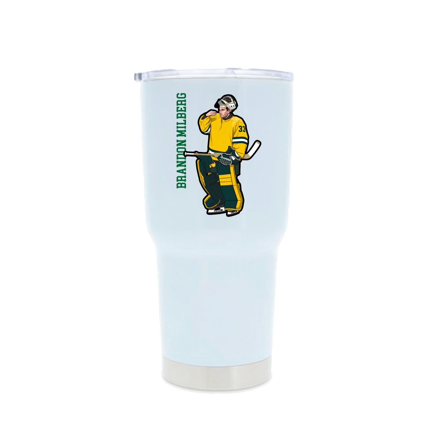 30oz Stainless Steel Tumbler — Name Vertical in White