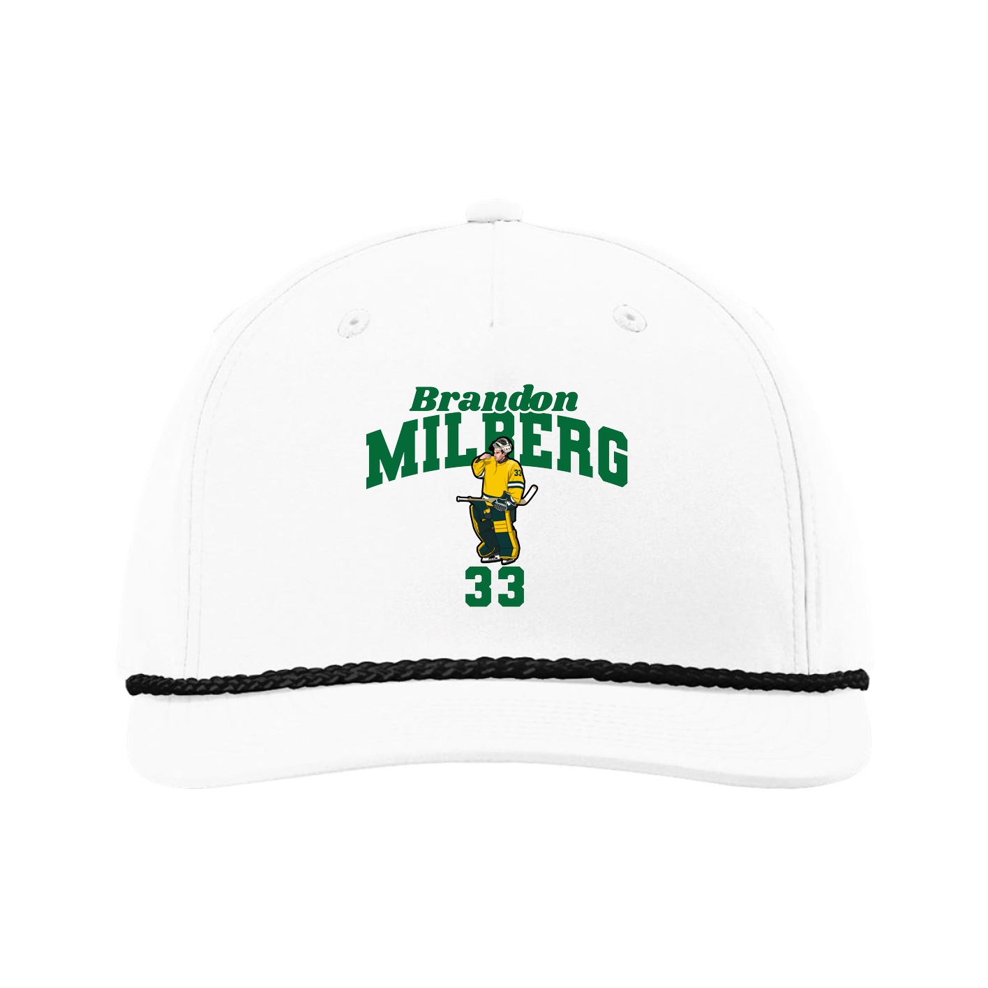 Five-Panel Classic Rope Cap — Signature Arch in White