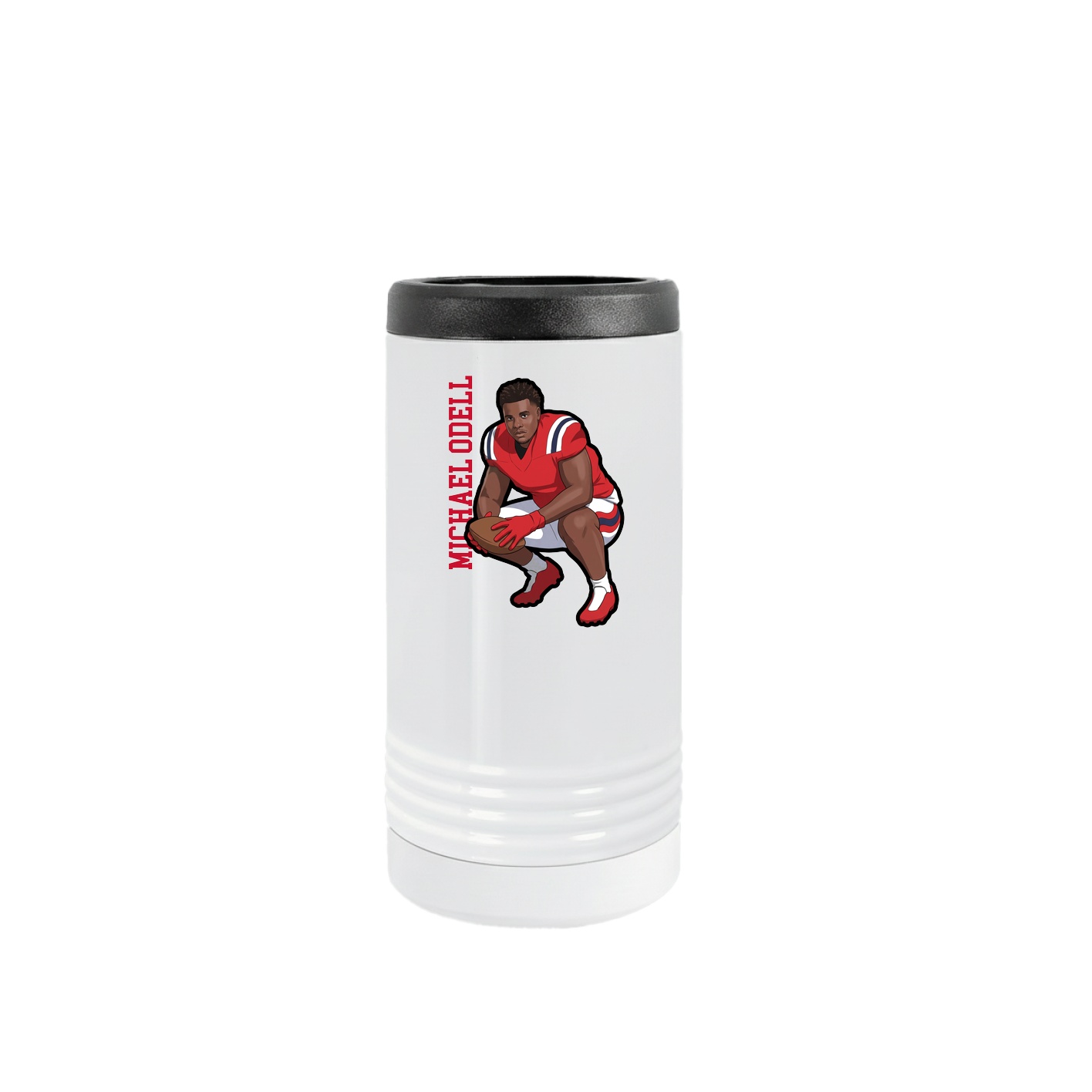Slim Beverage Holder — Name Vertical in White