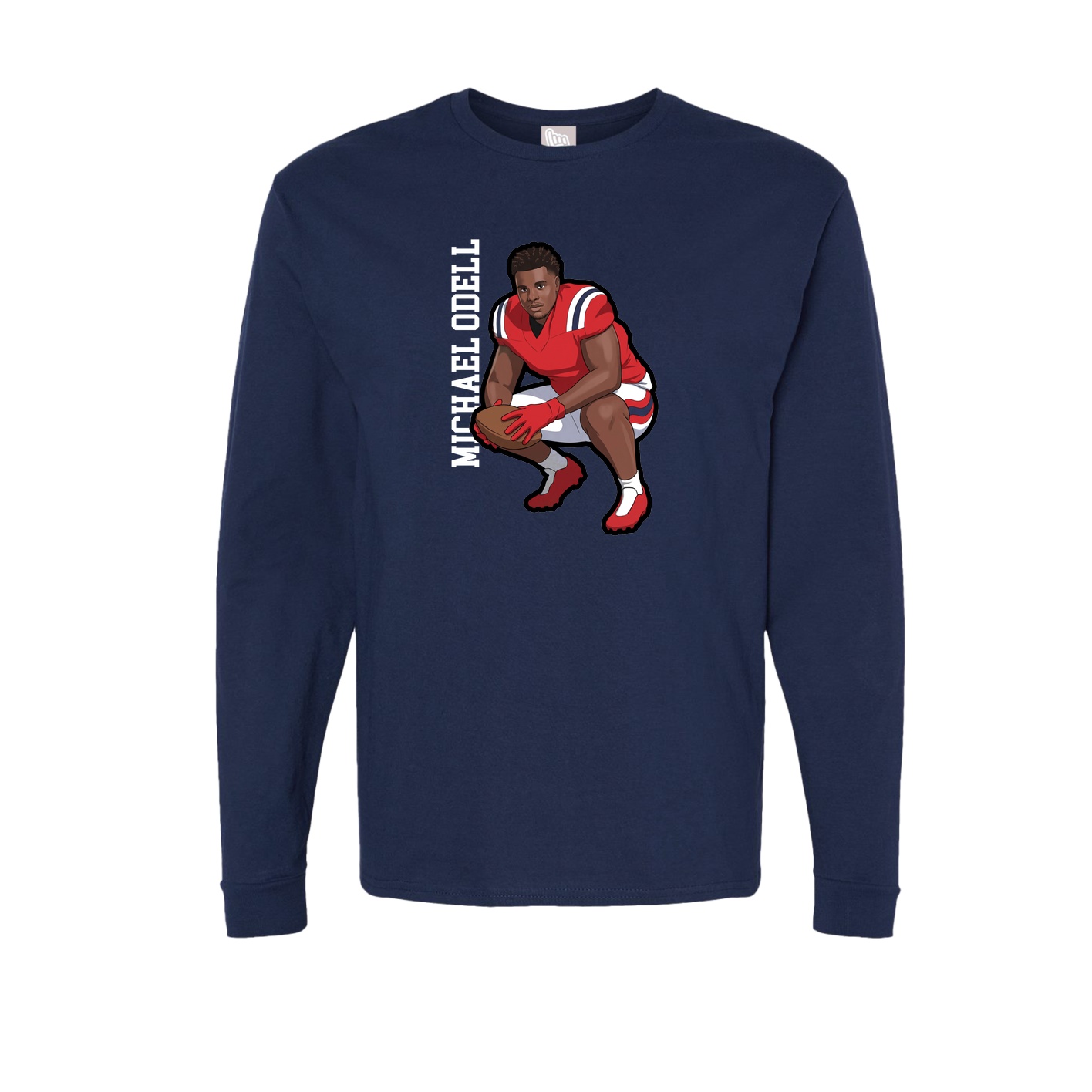 Long Sleeve Tee — Name Vertical in Navy