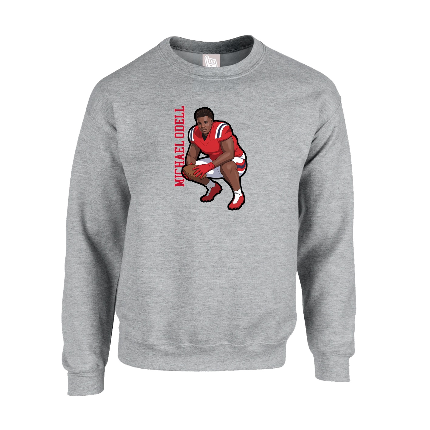Fleece Crew — Name Vertical in Grey