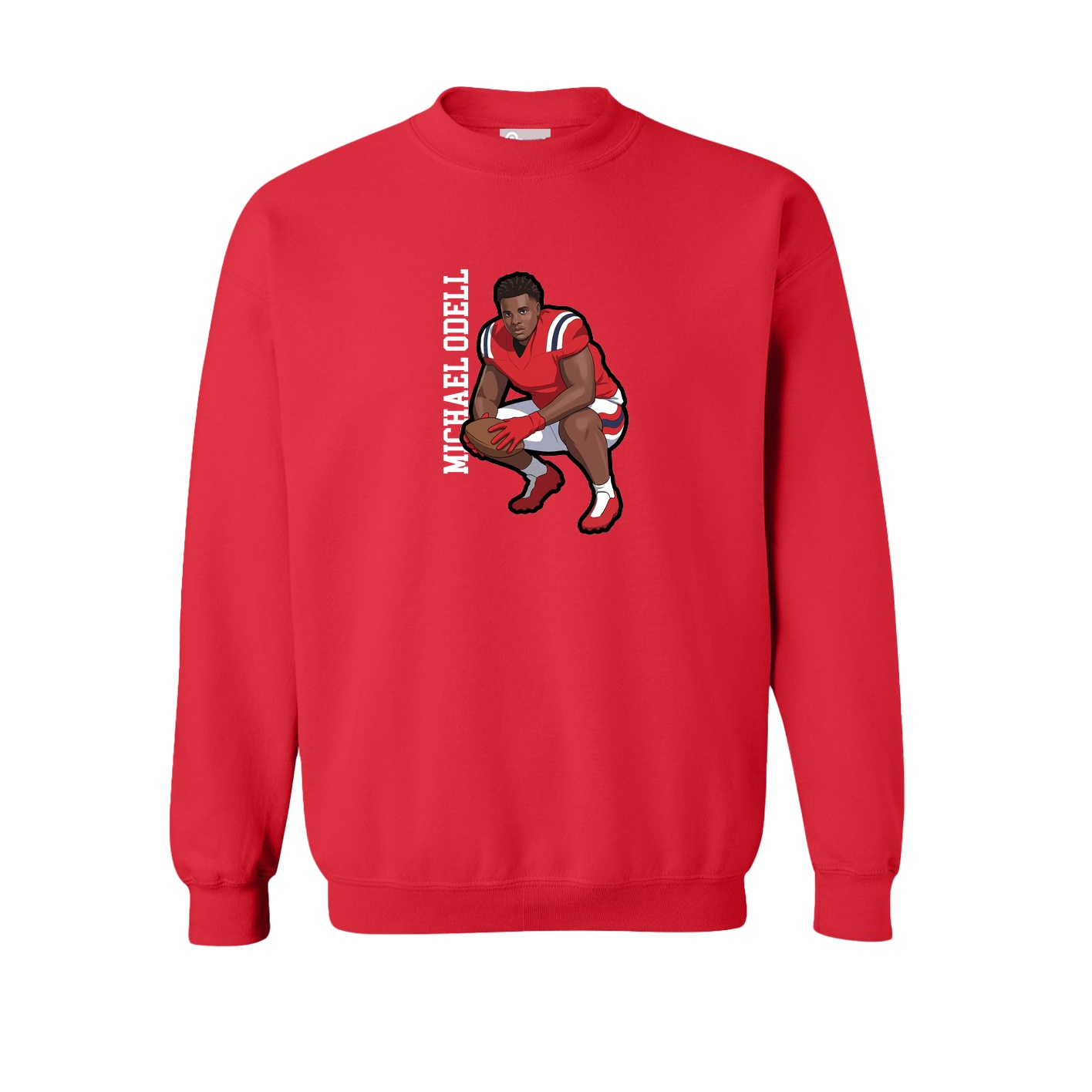 Fleece Crew — Name Vertical in Red