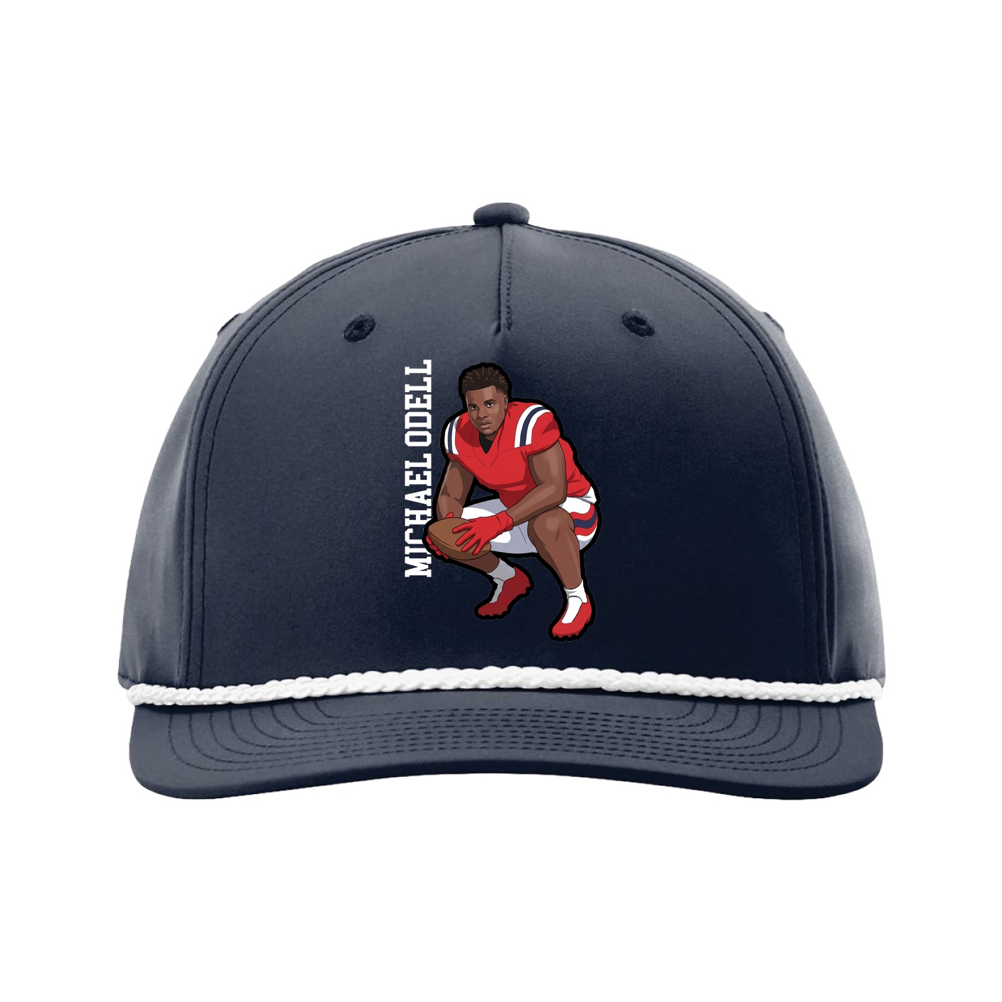 Five-Panel Classic Rope Cap — Name Vertical in Navy