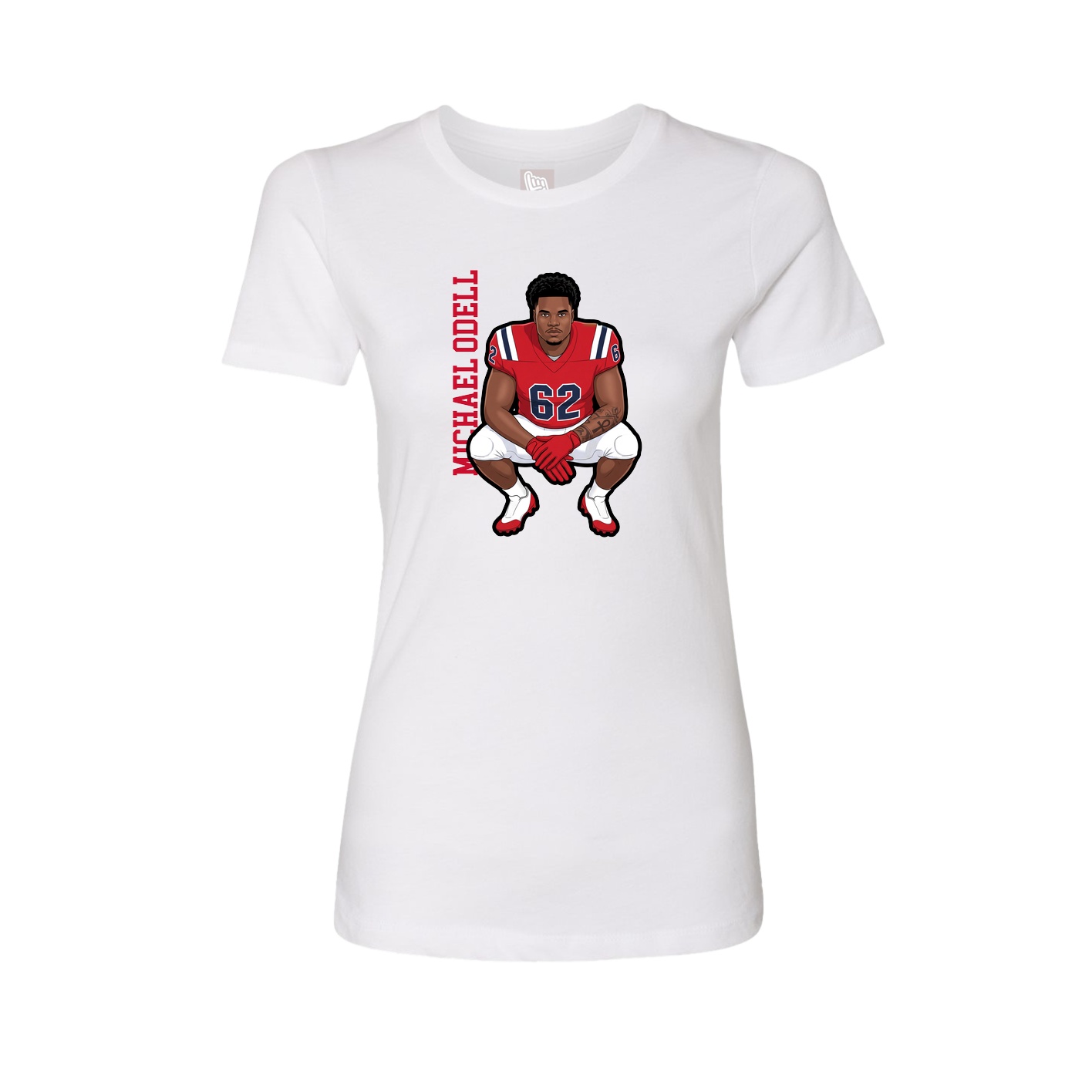Fitted Women's Tee — Name Vertical in White