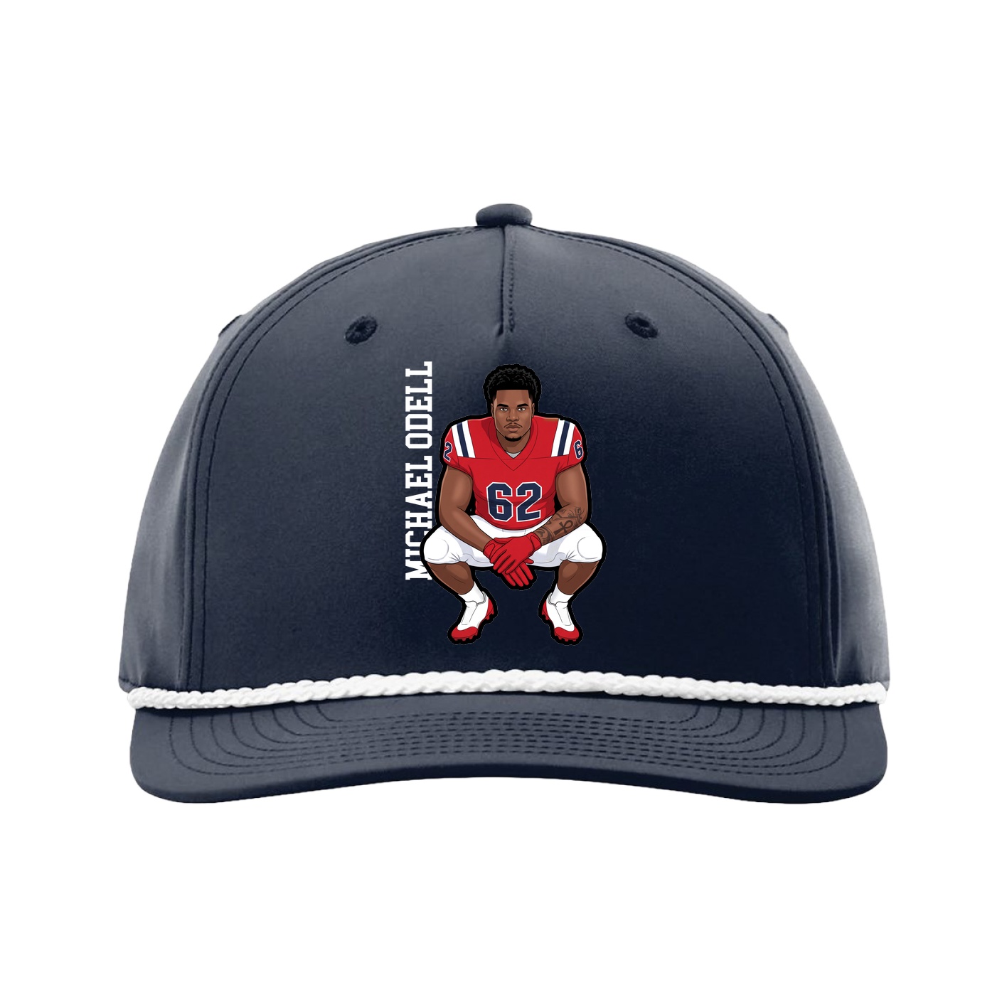 Five-Panel Classic Rope Cap — Name Vertical in Navy