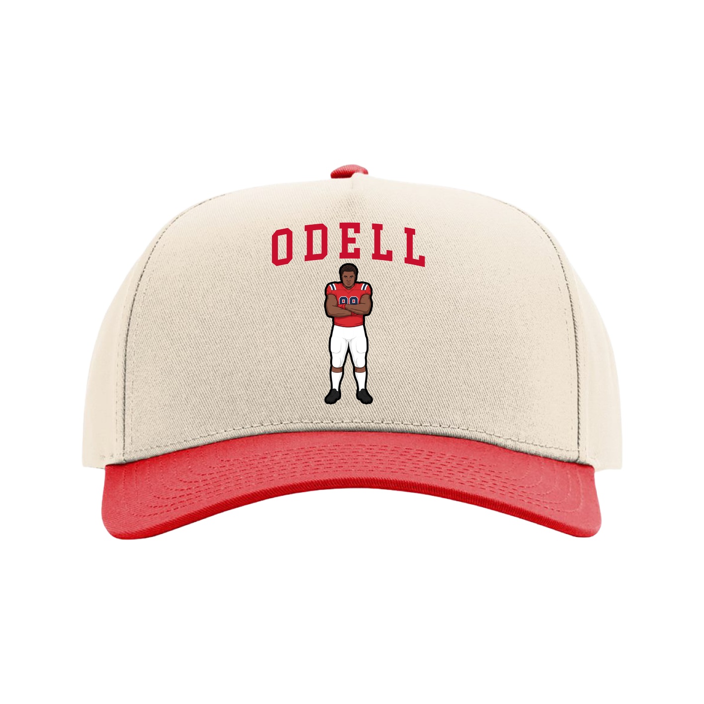 Full Fabric Five-Panel Champ Cap — Shirsey in Cream/Red