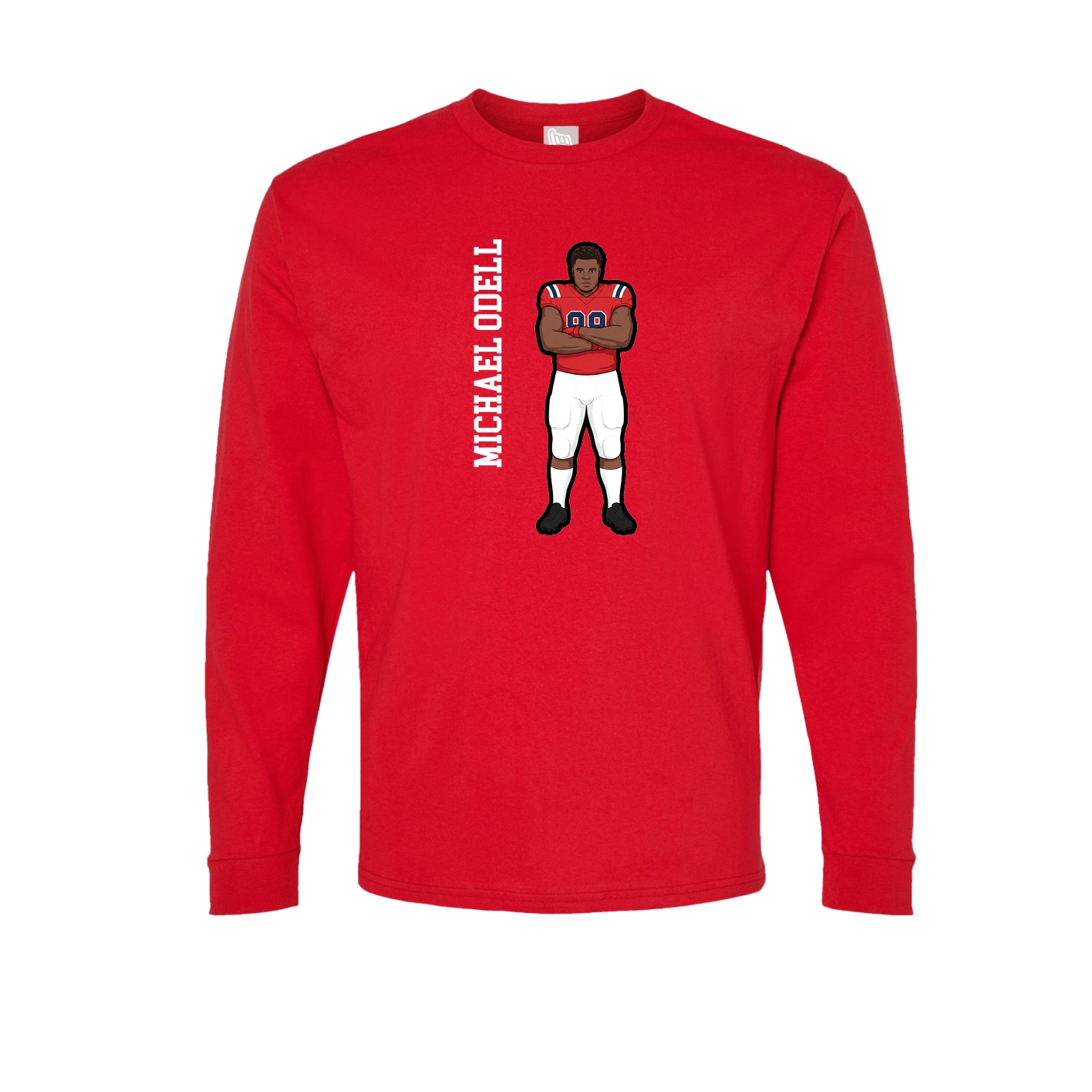 Long Sleeve Tee — Name Vertical in Red