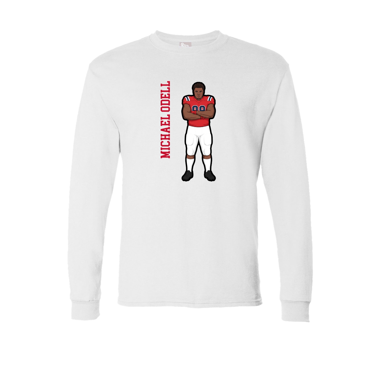 Long Sleeve Tee — Name Vertical in White