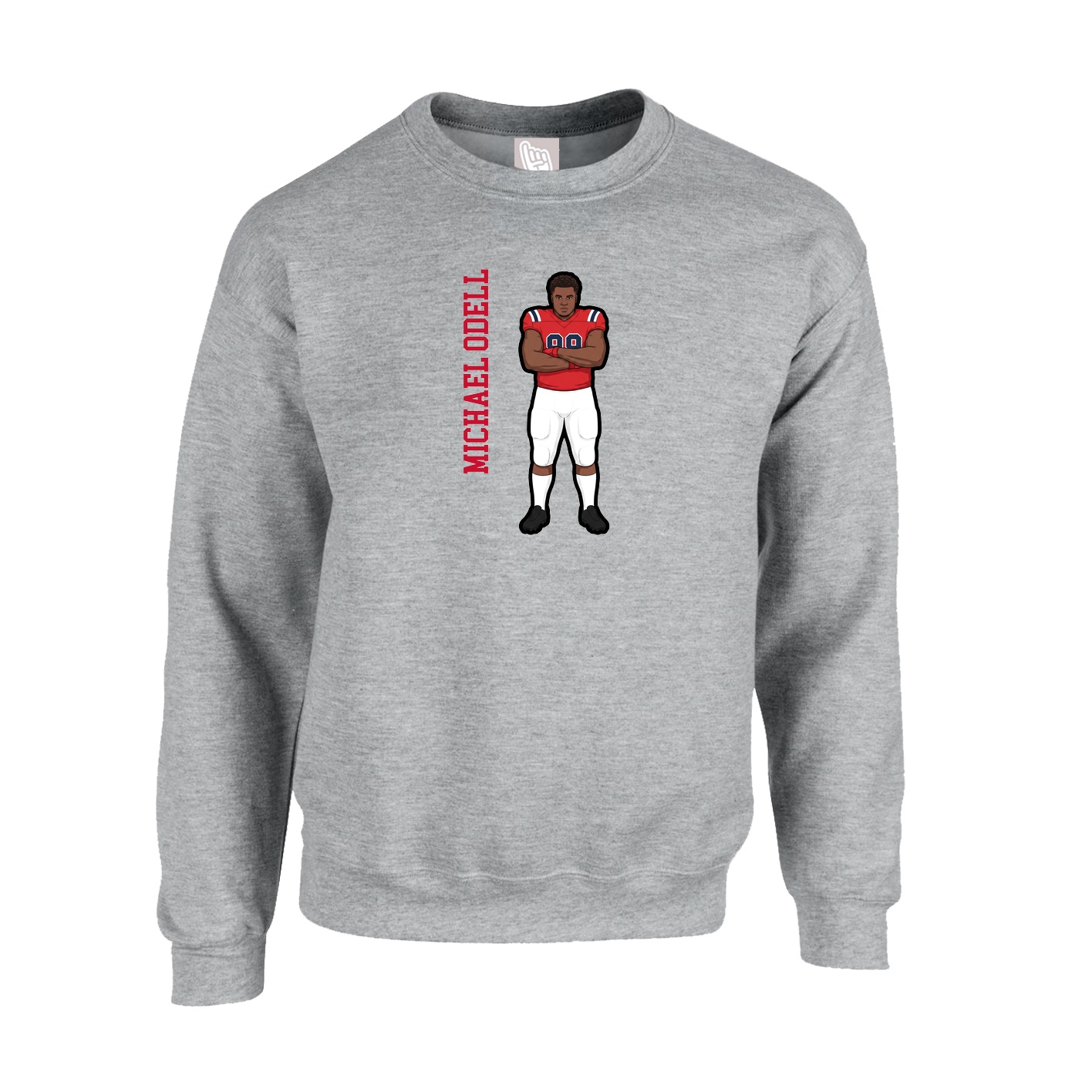 Fleece Crew — Name Vertical in Grey