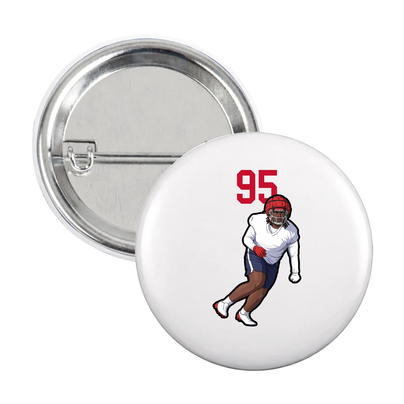 Game Day Button — Number Top in White