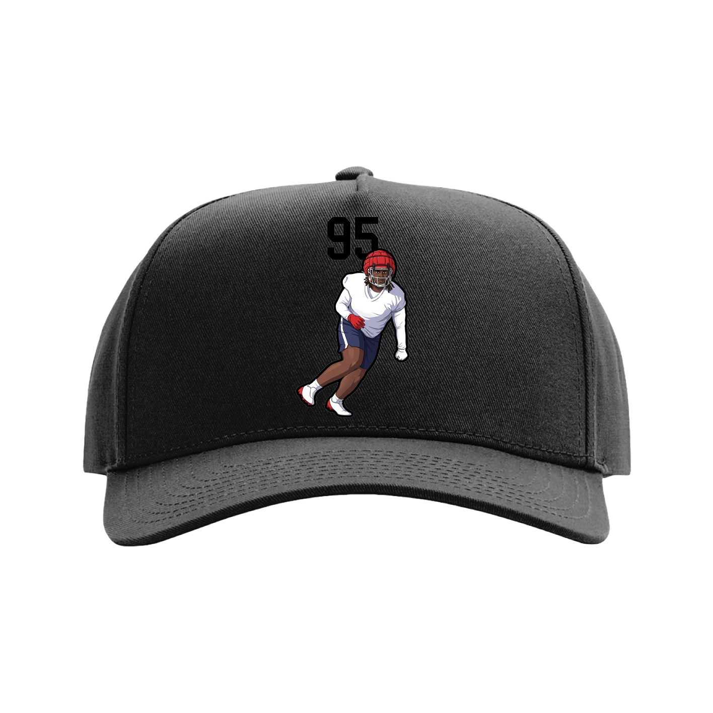 Full Fabric Five-Panel Champ Cap — Number Top in Black