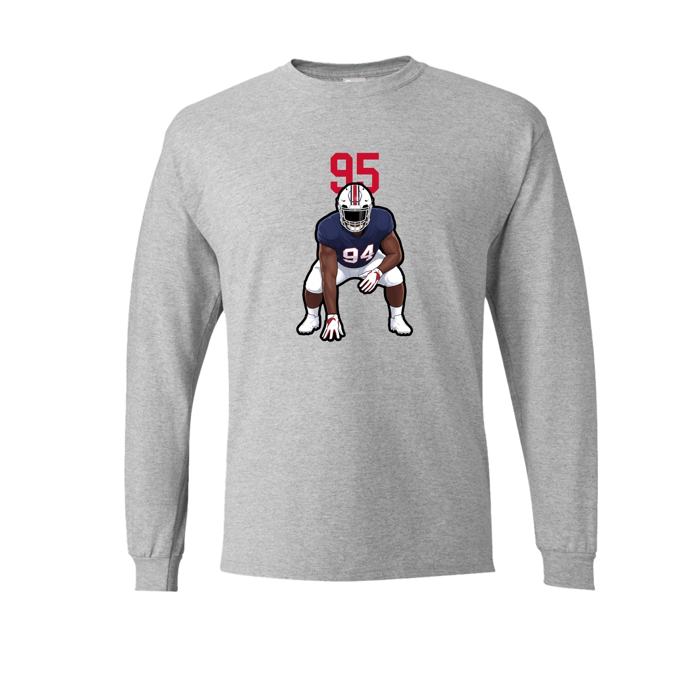 Long Sleeve Tee — Number Top in Grey