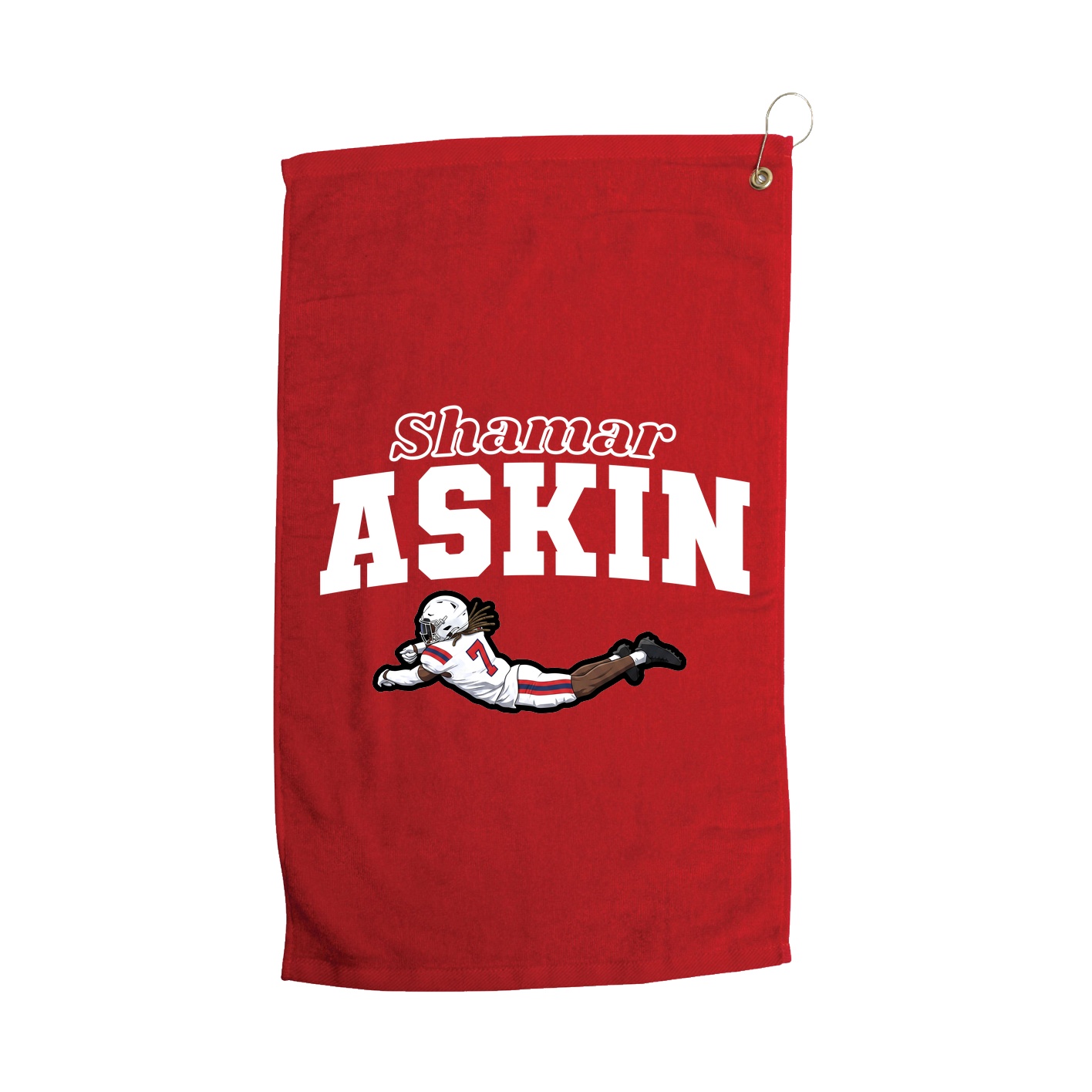 Golf Towel — Name Arch in Red