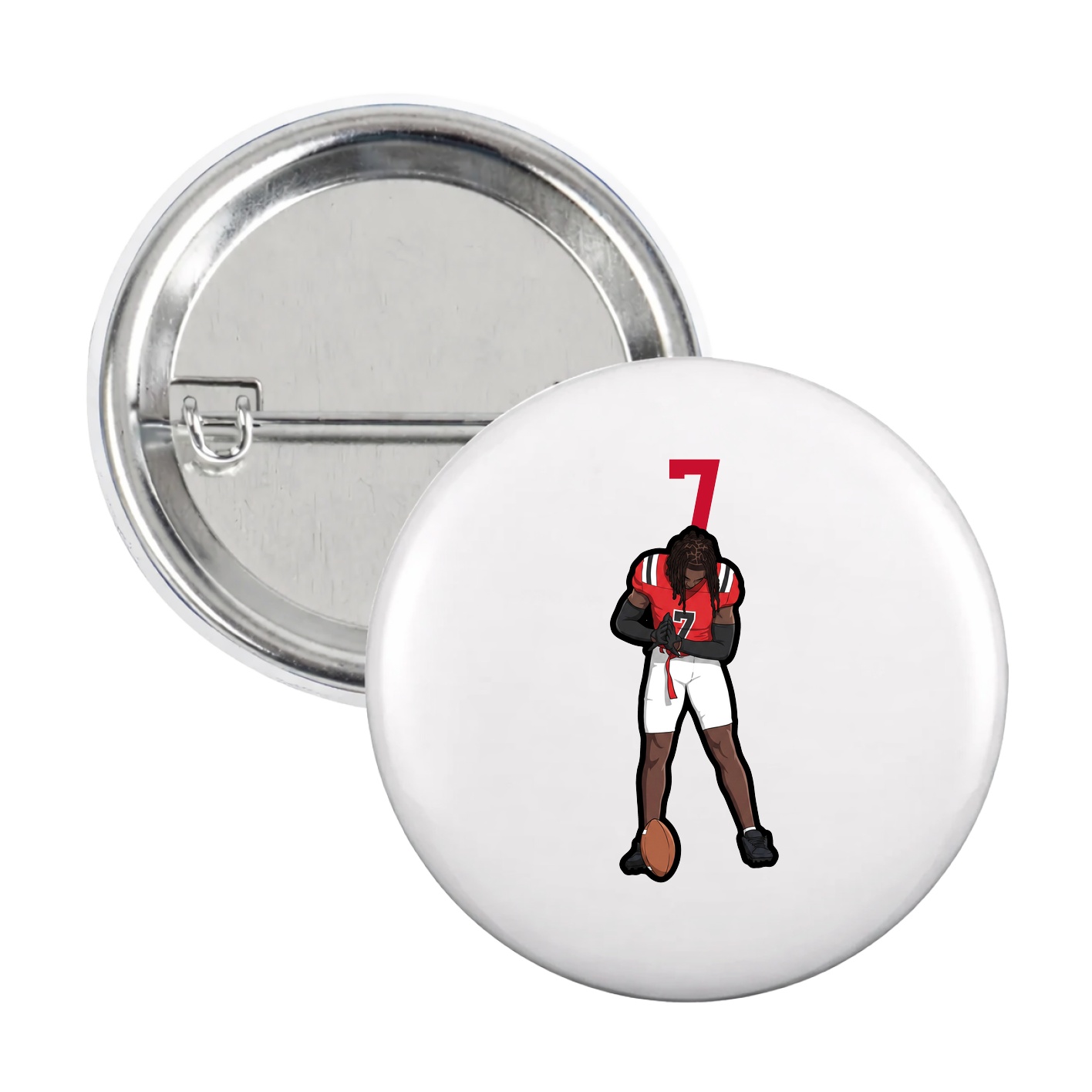 Game Day Button — Number Top in White