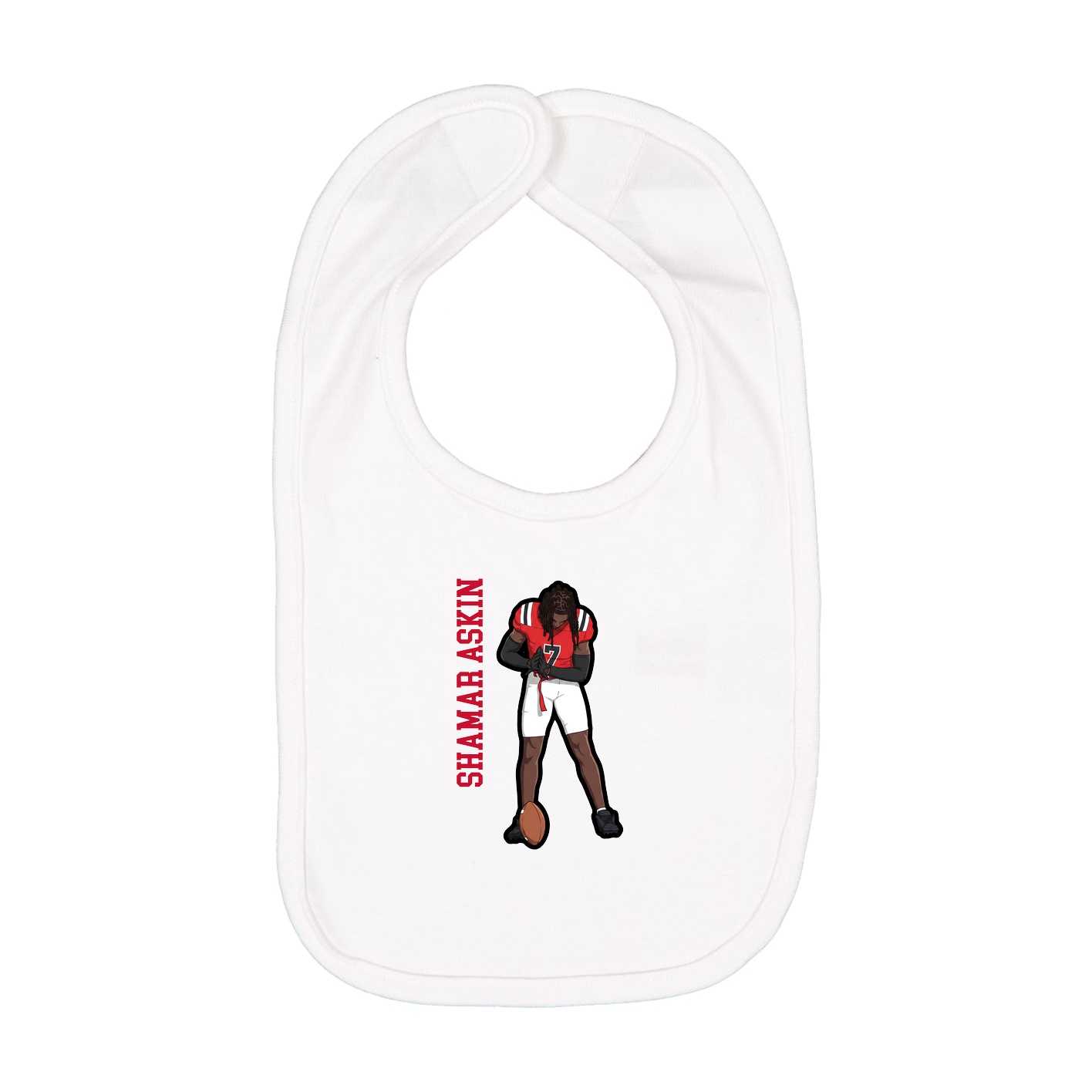 Infant Bib — Name Vertical in White