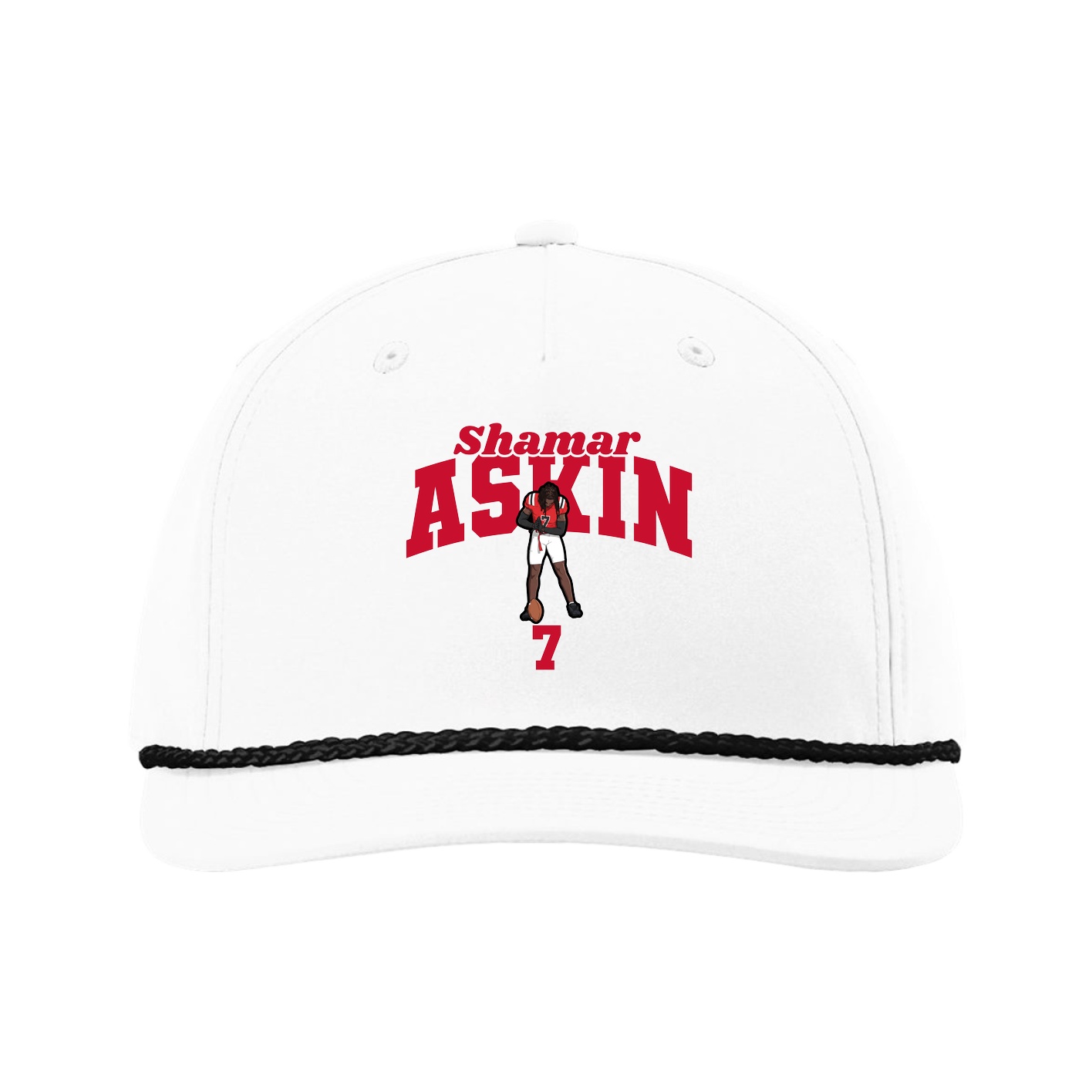 Five-Panel Classic Rope Cap — Signature Arch in White