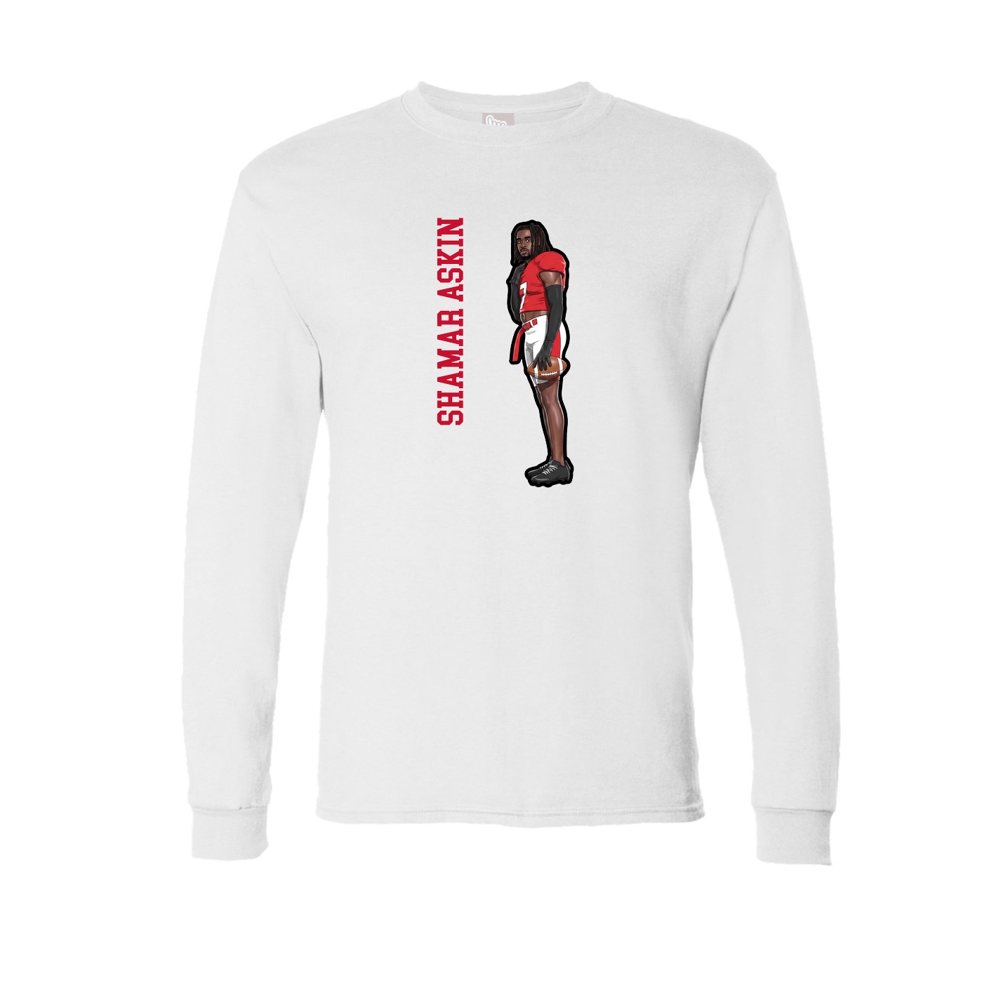 Long Sleeve Tee — Name Vertical in White