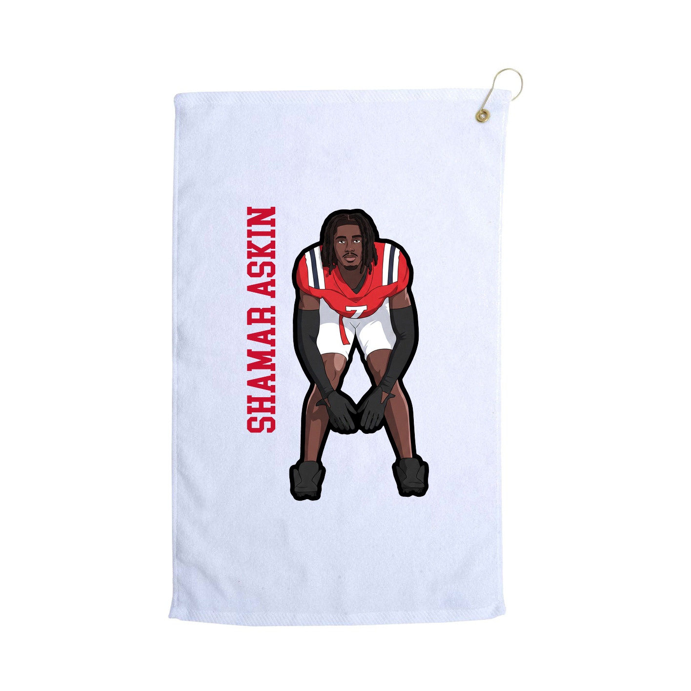 Golf Towel — Name Vertical in White