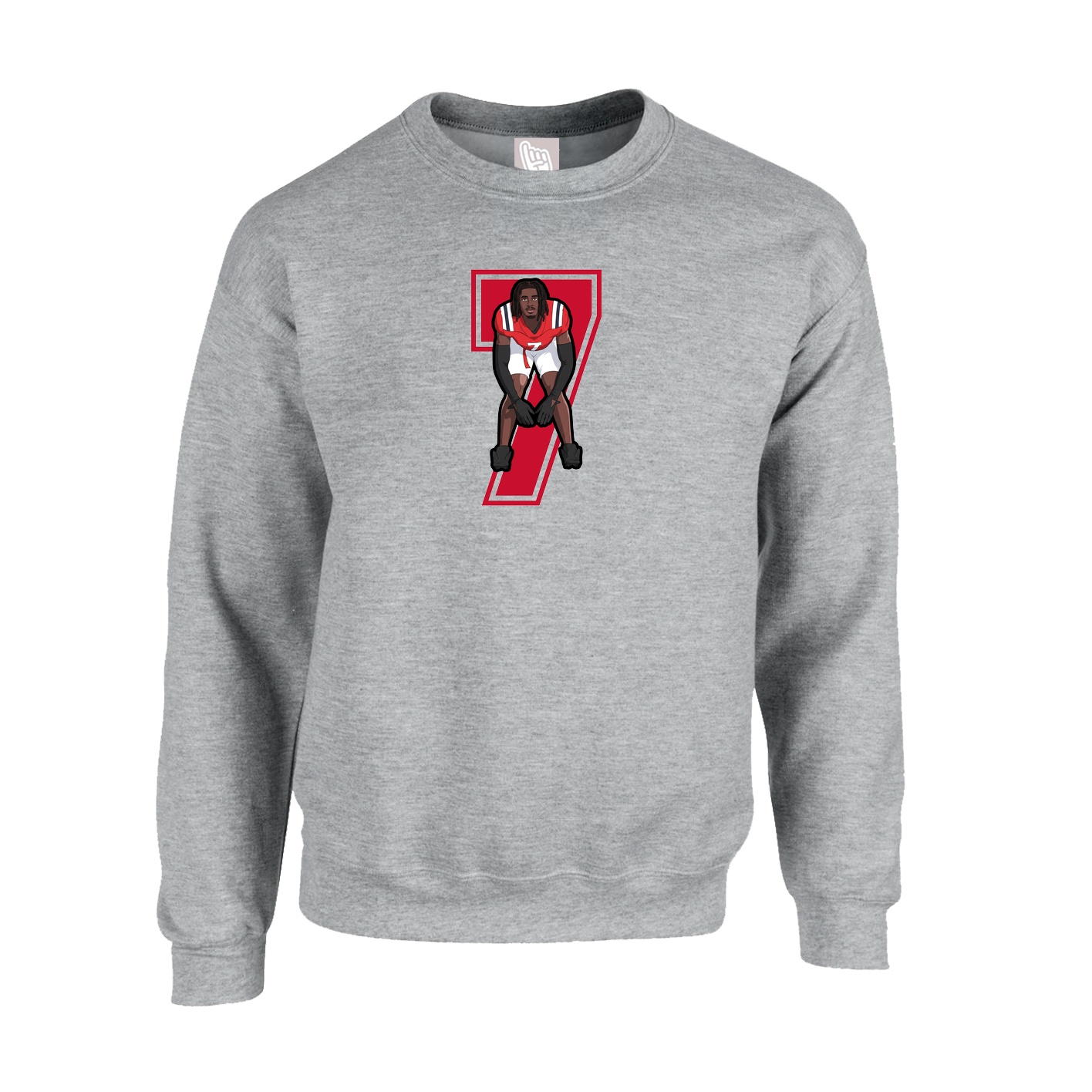 Fleece Crew — Number in Grey