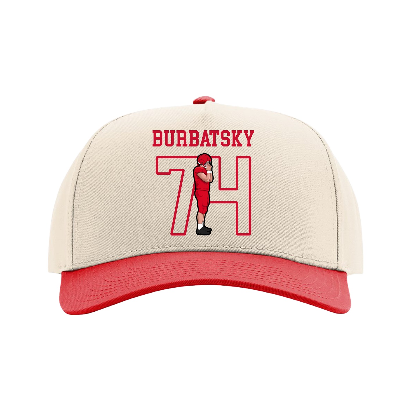 Full Fabric Five-Panel Champ Cap — Shirsey in Cream/Red