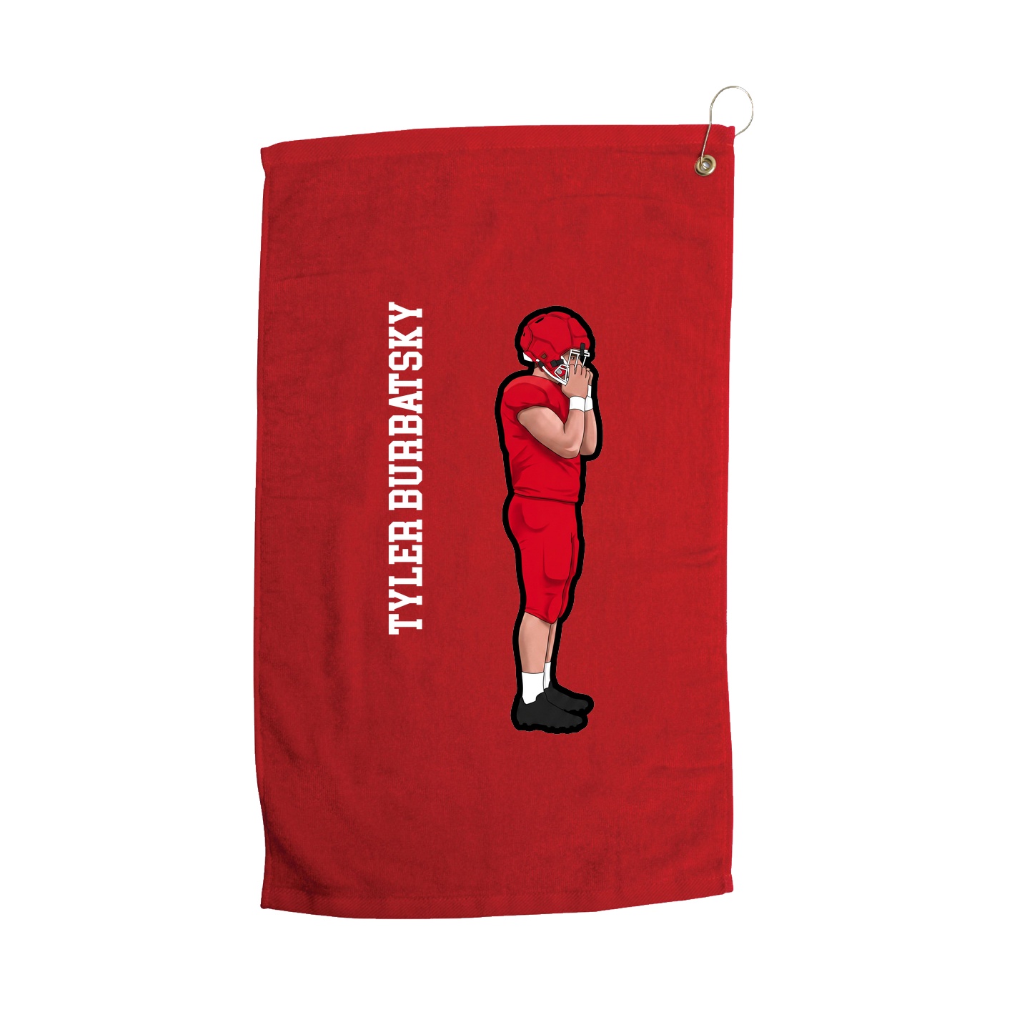 Golf Towel — Name Vertical in Red