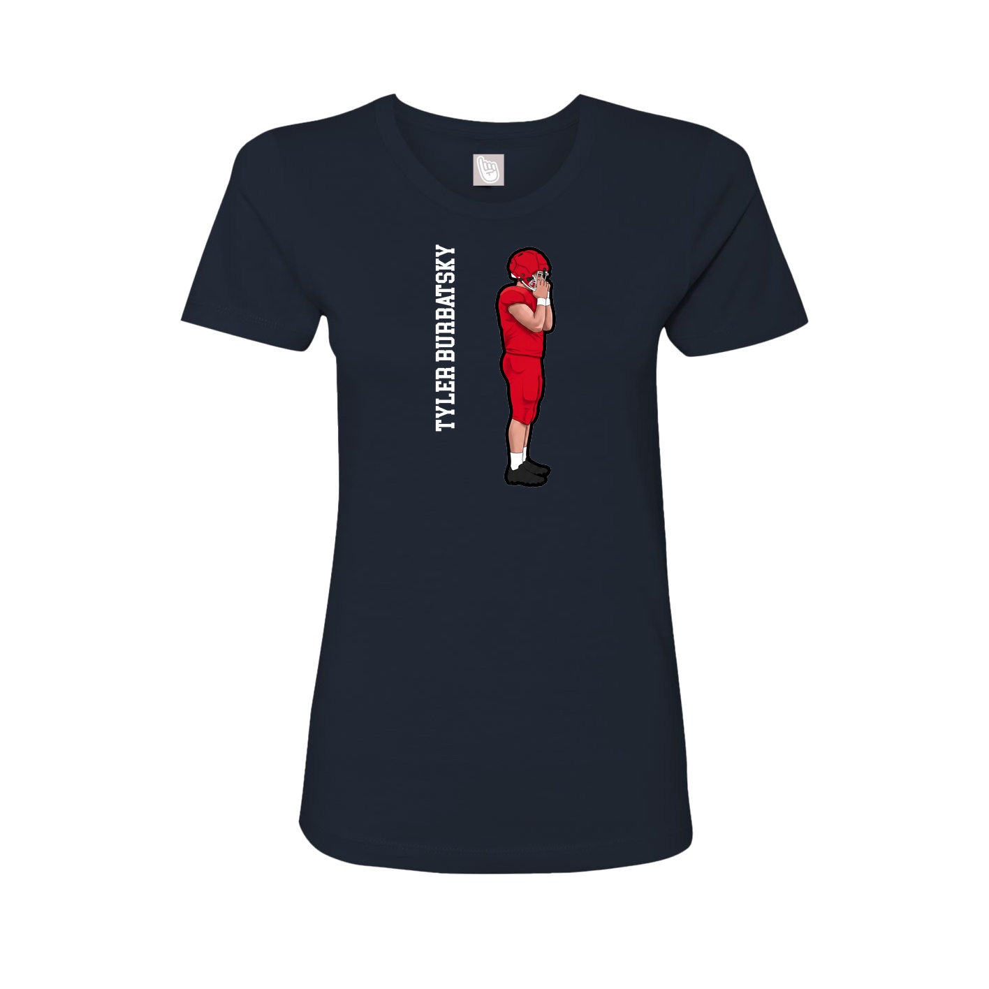 Fitted Women's Tee — Name Vertical in Navy