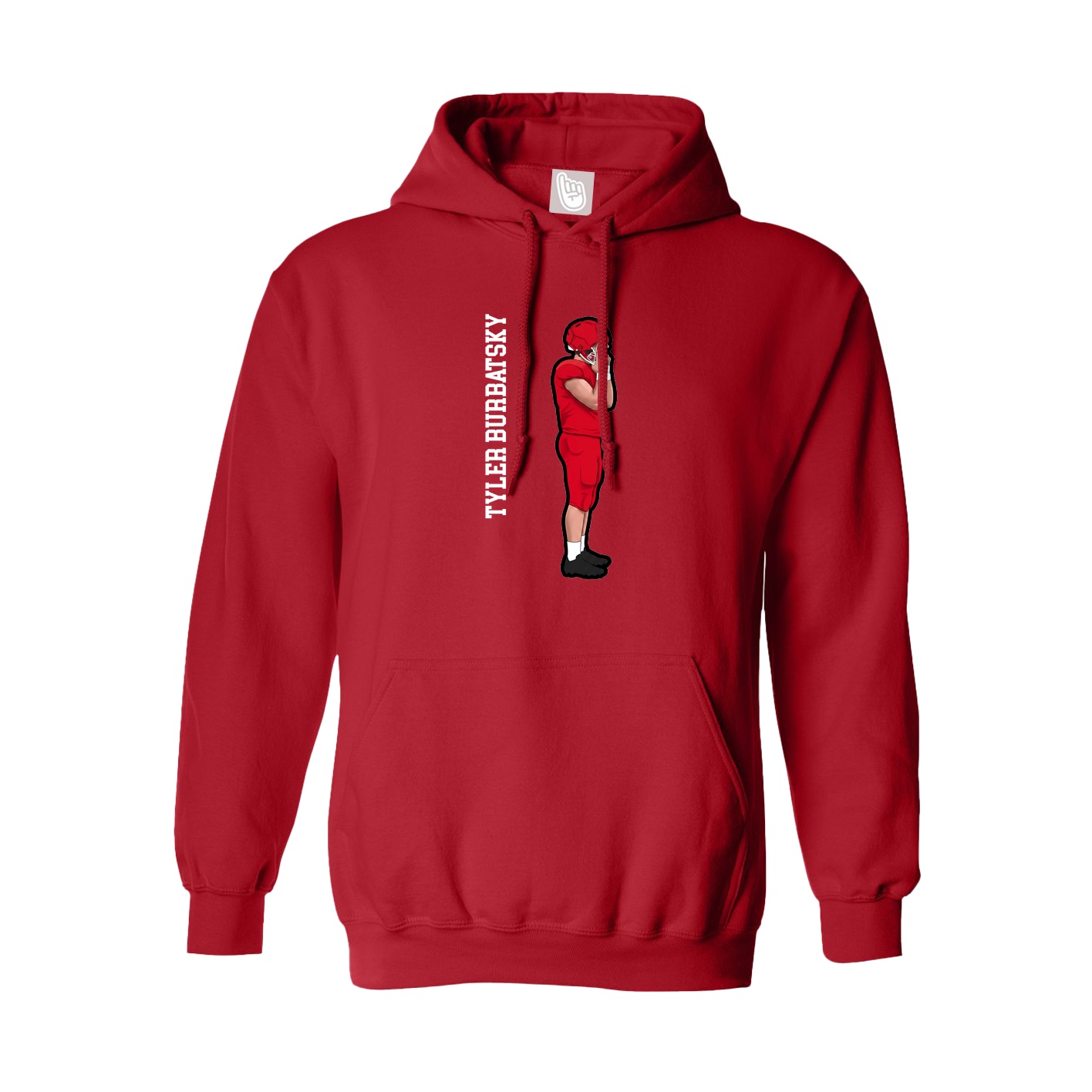Hoodie — Name Vertical in Red