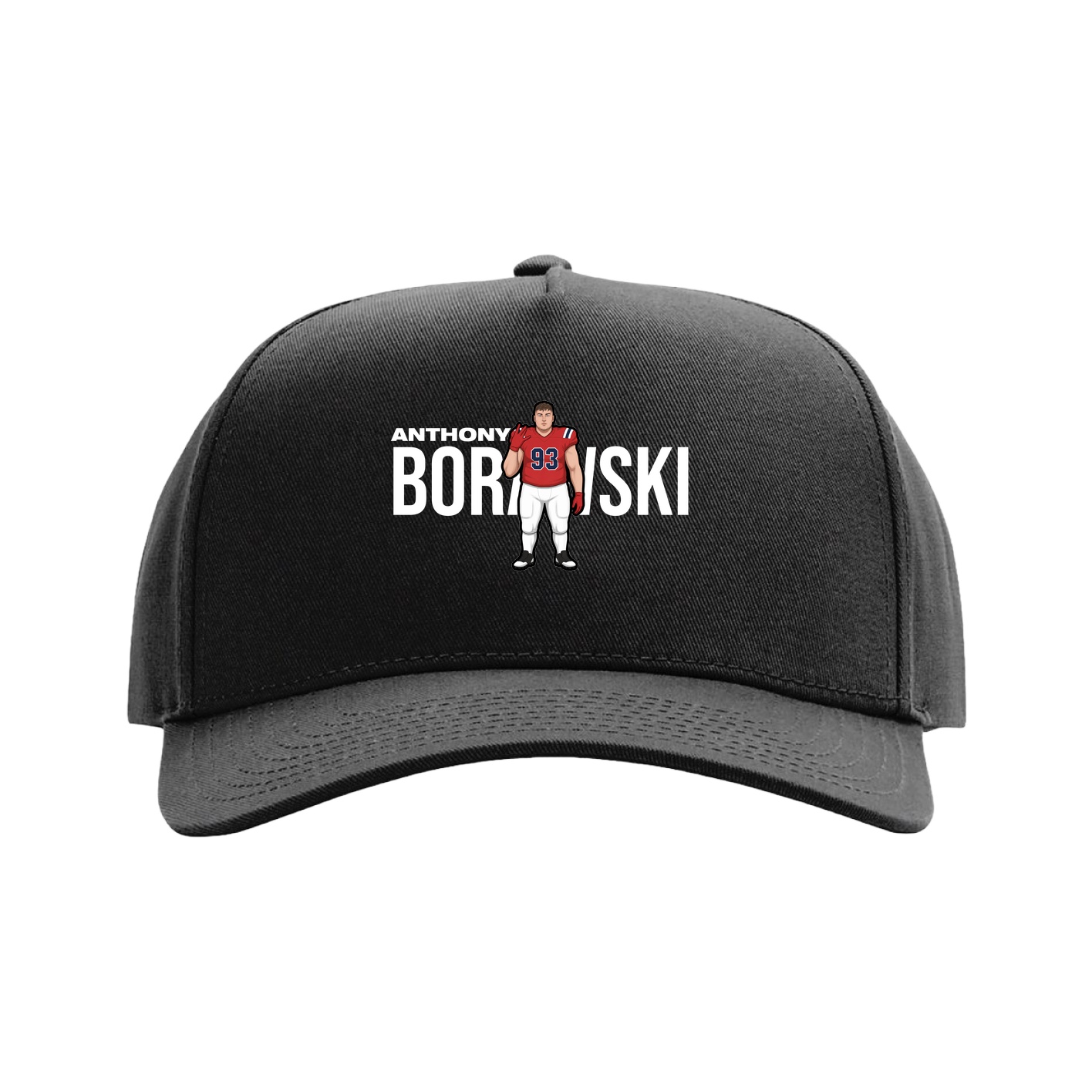Full Fabric Five-Panel Champ Cap — Player Name in Black