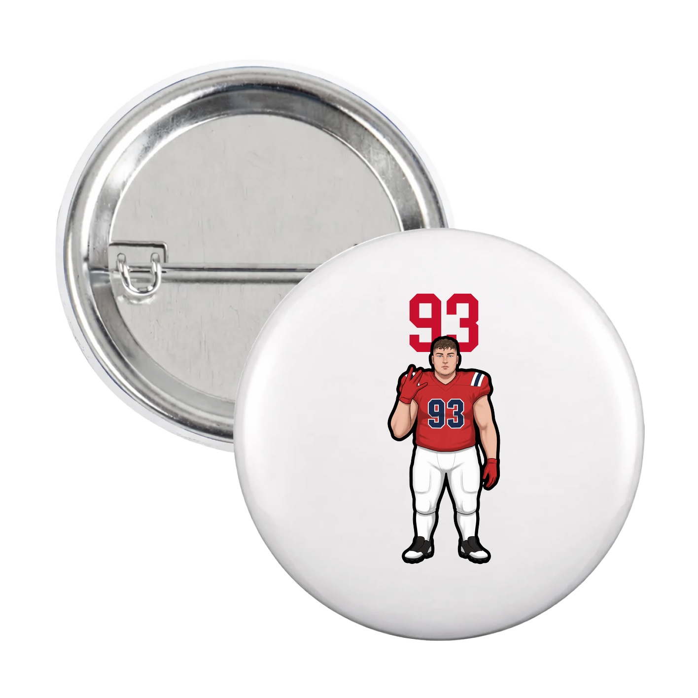 Game Day Button — Number Top in White