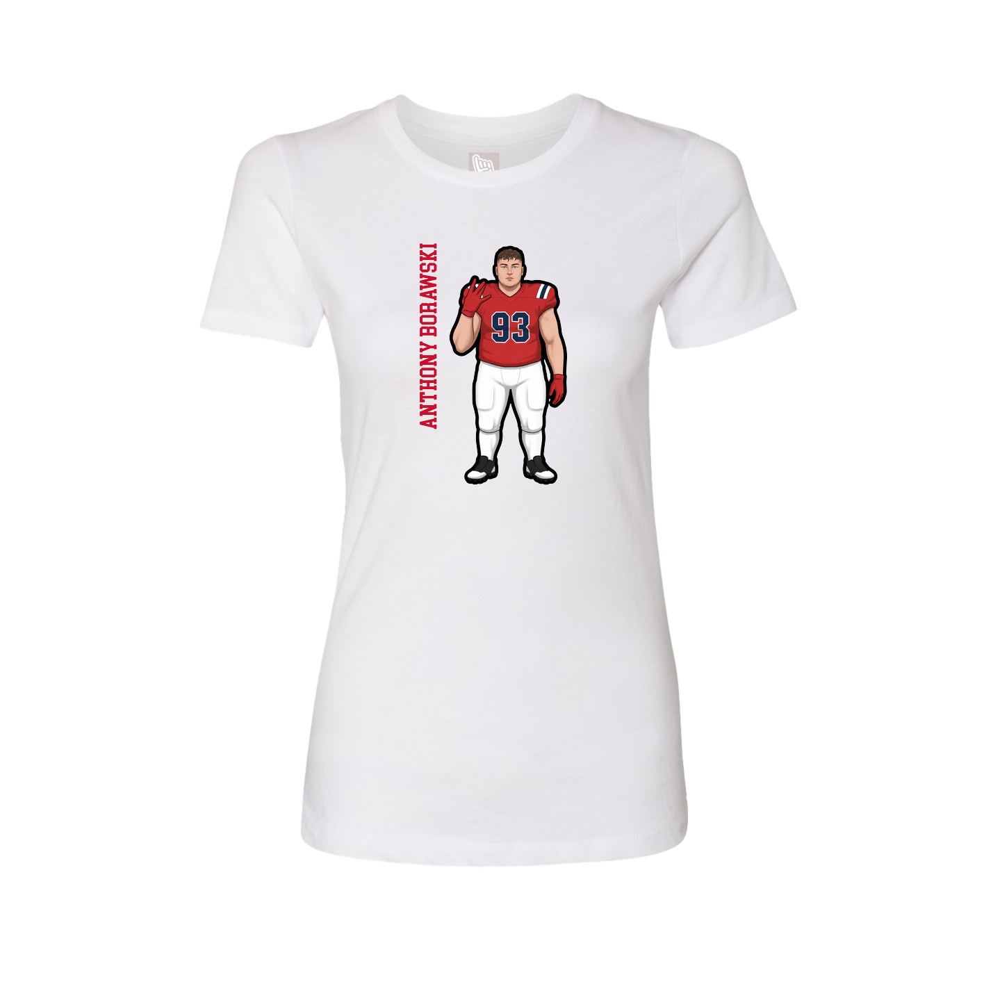 Fitted Women's Tee — Name Vertical in White