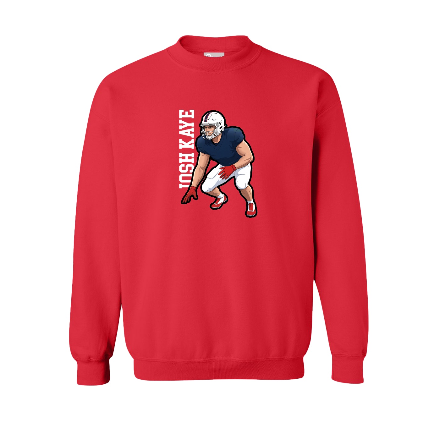 Fleece Crew — Name Vertical in Red
