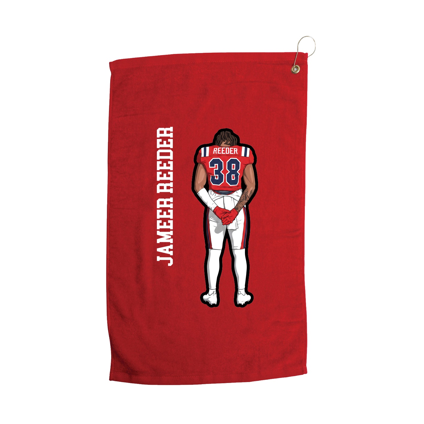 Golf Towel — Name Vertical in Red