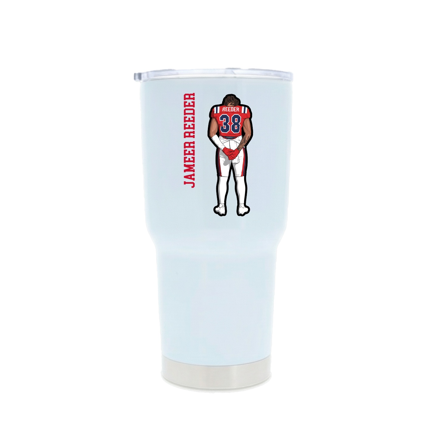 30oz Stainless Steel Tumbler — Name Vertical in White